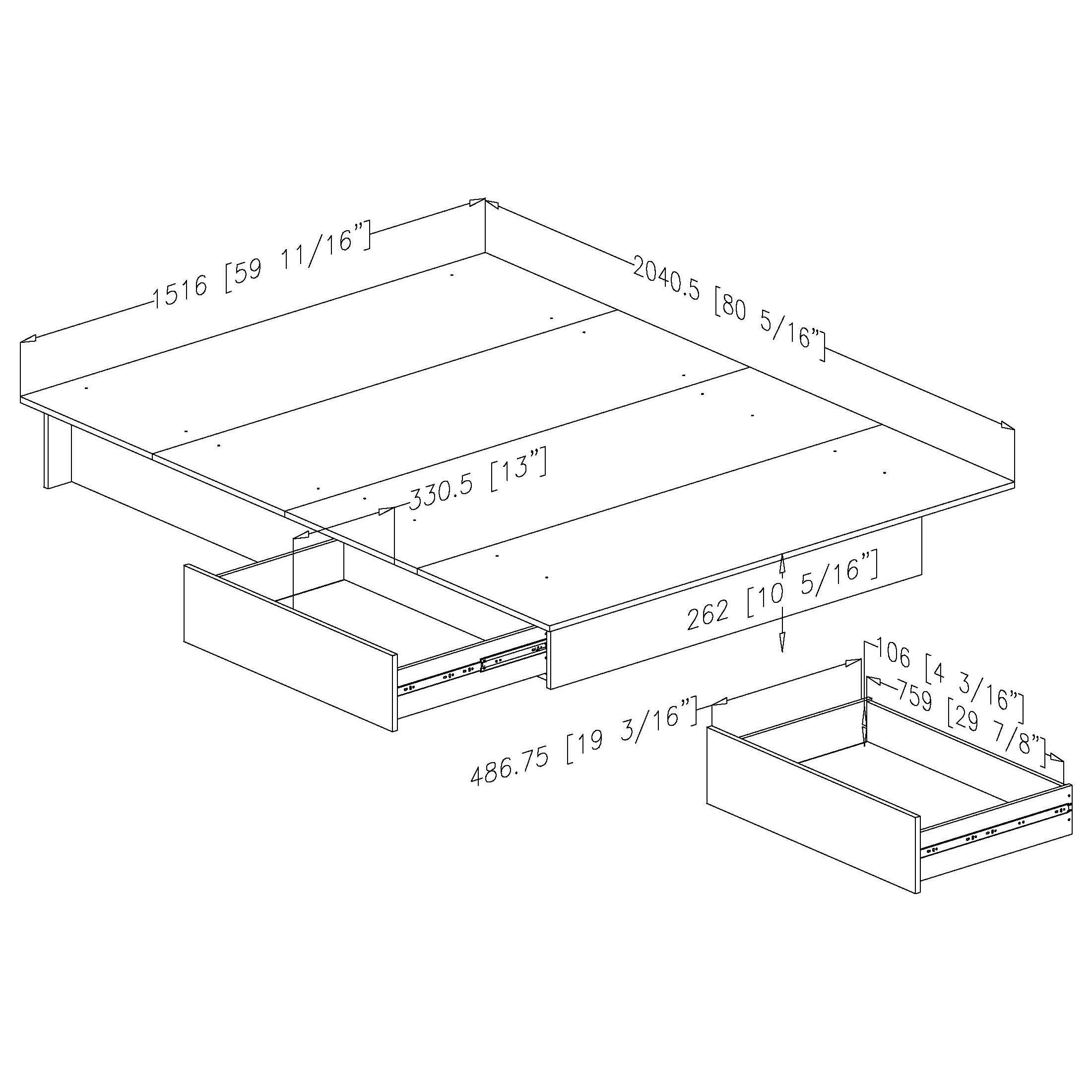 South Shore Furniture Step One Gray Oak Queen Composite Platform Bed ...