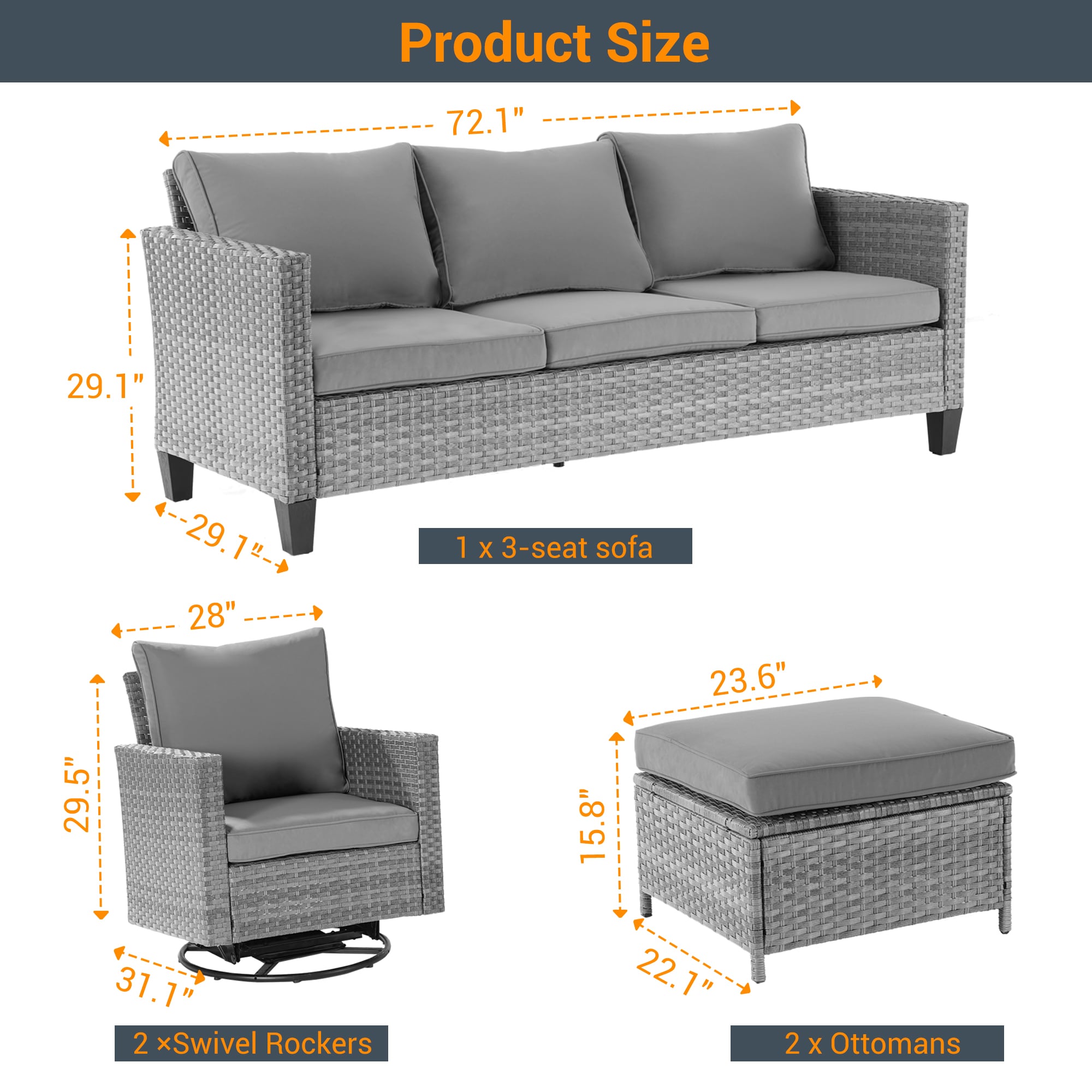ACEGOSES LW-S1-2RHGY Patio-Conversation-Sets - View #2