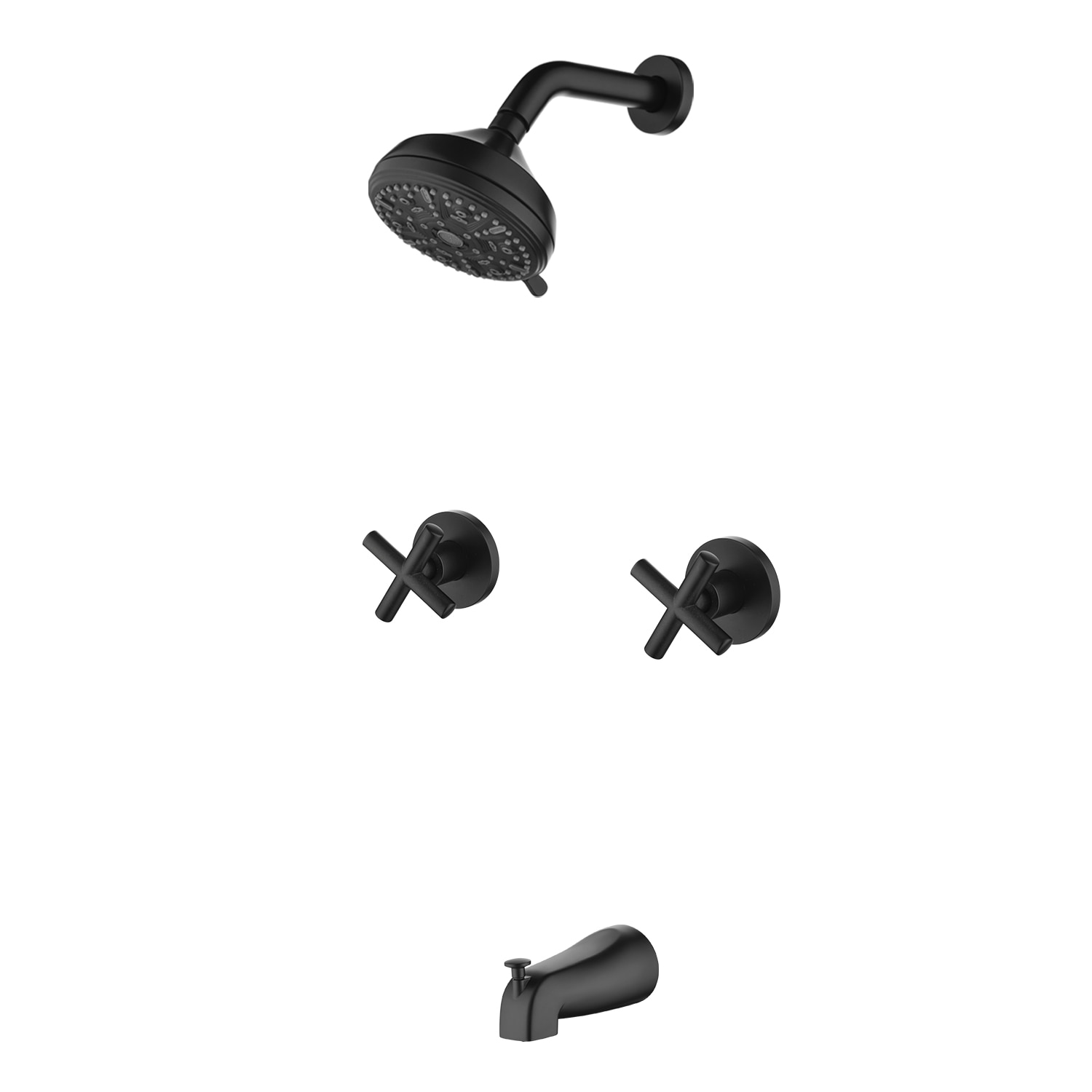 Vanityfus 5-in ABS Handheld Shower Head 10-funtion Spray with Lift Diverter Tub Spout Dual Knob Handle Shower Faucet-Matte Black