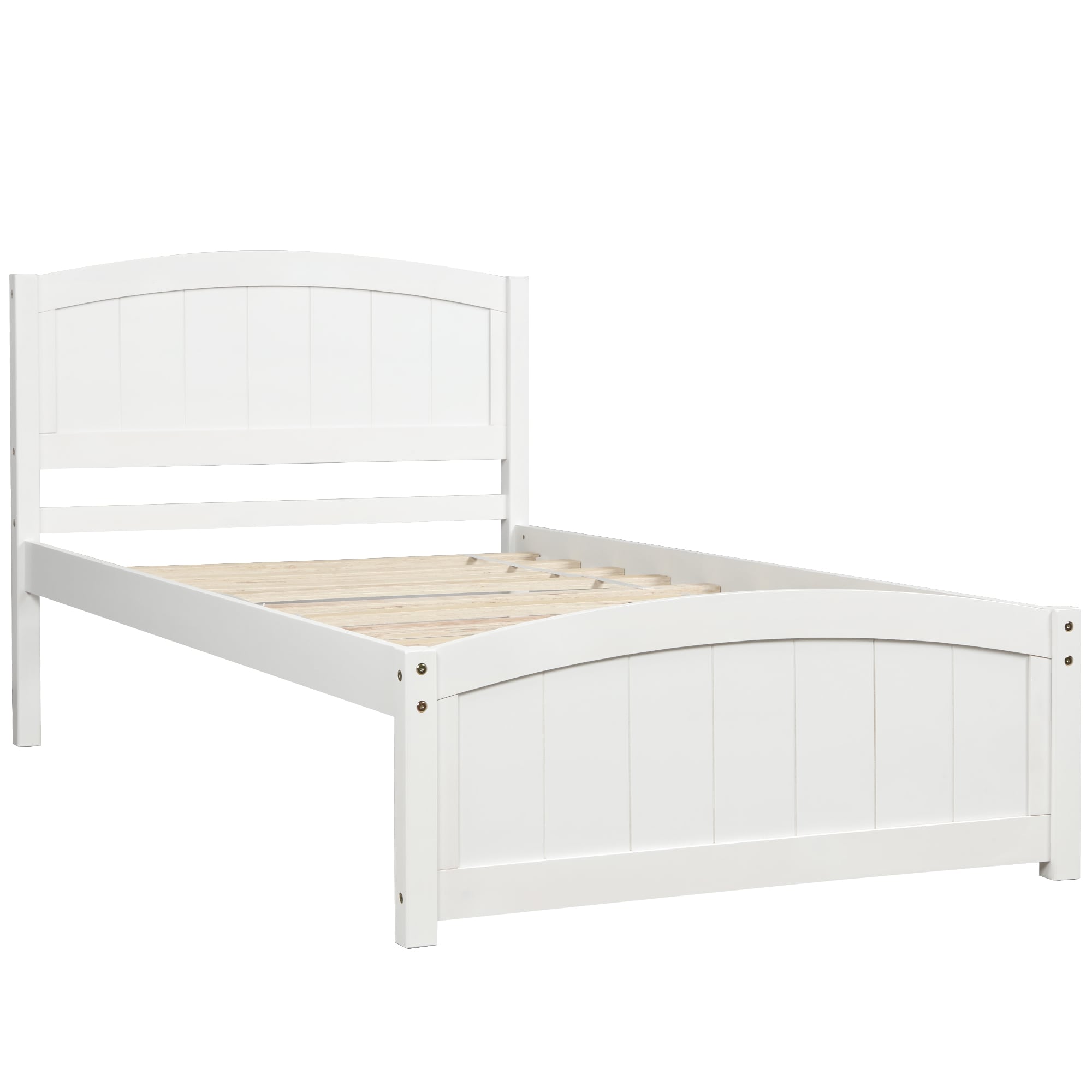 Casainc Wood Platform Bed White Twin, White Twin Platform Bed