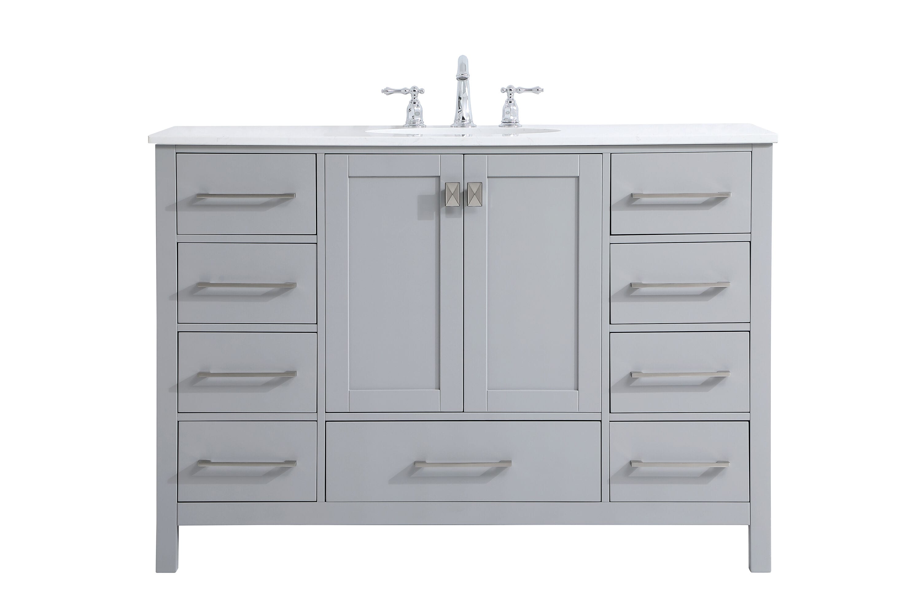 Elegant Decor FI56448GR First Impressions 48-in Gray Undermount Single sink Bathroom Vanity with Calacatta Quartz Engineered stone Top