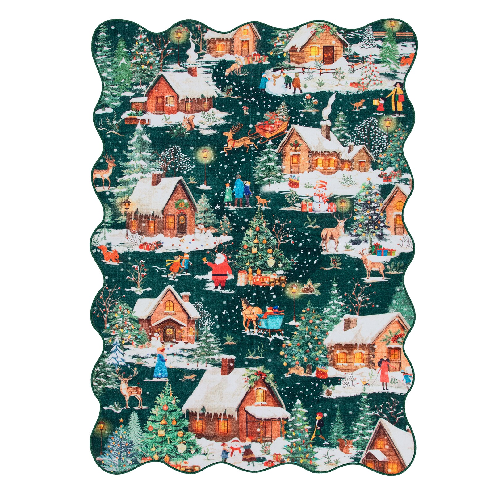 Lahome AR-DYR-684-GR4 5x7(ft) Green Washable Christmas Holiday Non Slip Ultra Thin Soft Area Rug