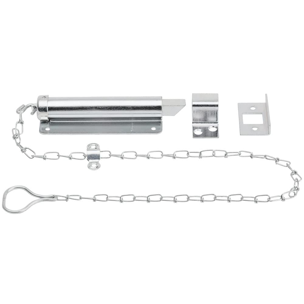 Vrbgify  6 in Zinc Plated Chain Bolt Door Security Lock Latch for In-Swinging Doors Cold Rolled Steel Construction Right or Left Hand Application