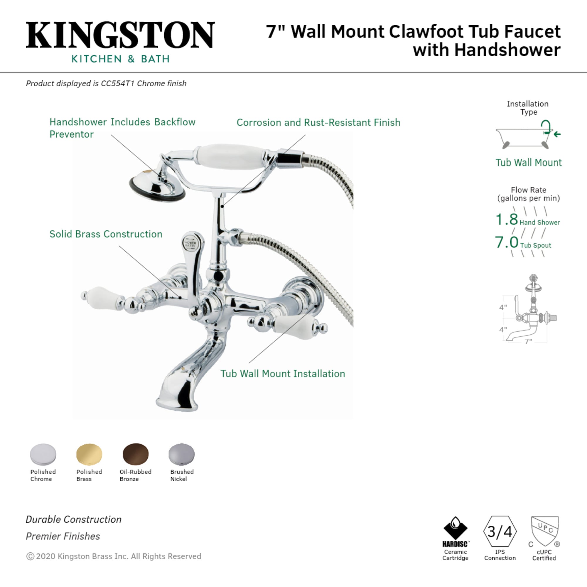 Kingston Brass WLCC553T8 Roman-Tub-Faucets - View #2