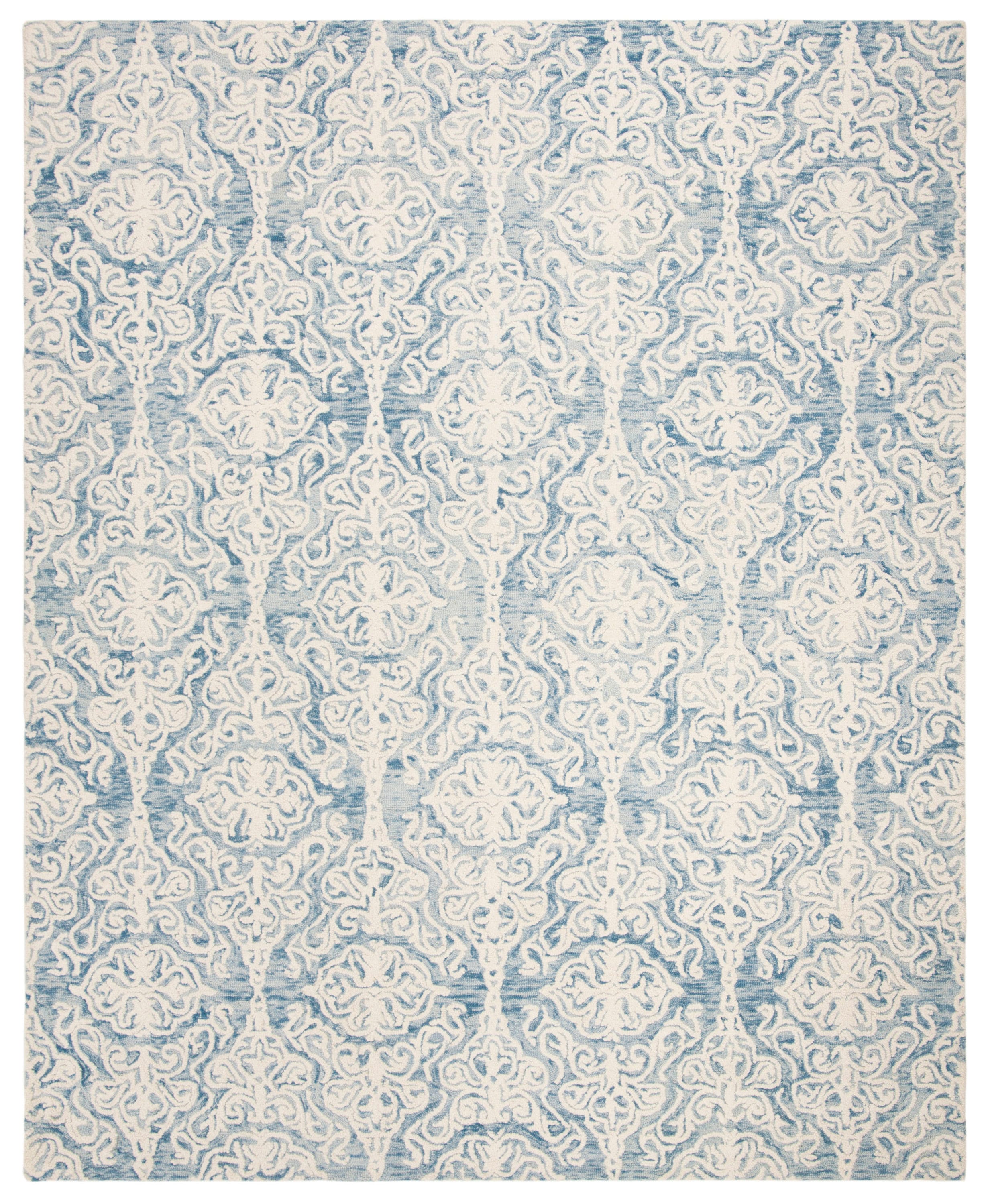 Safavieh BLM112M-8 Blossom Mahalia 8 x 10 (ft) Tufted Wool Blue/Ivory Rectangular Indoor Damask Farmhouse/Cottage Area rug