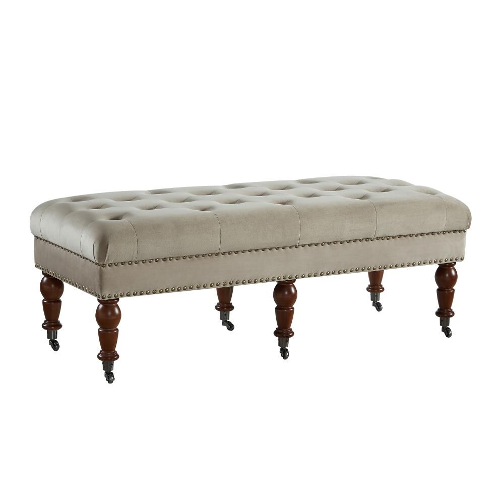 Linon BH144MINK01U Isabelle Casual Gray Accent Bench 50-in x 19-in x 17.7-in