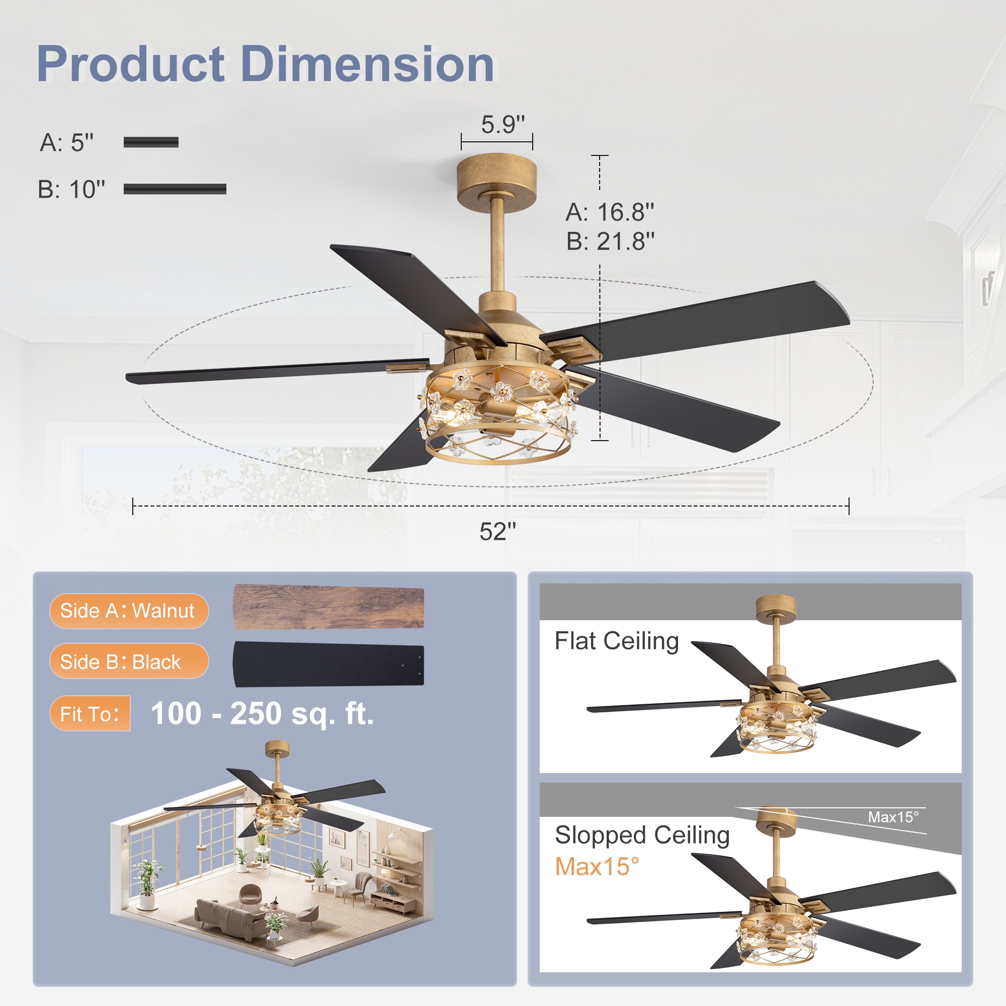 Airsurfer AS-37000-GDB Ceiling-Fans - View #3