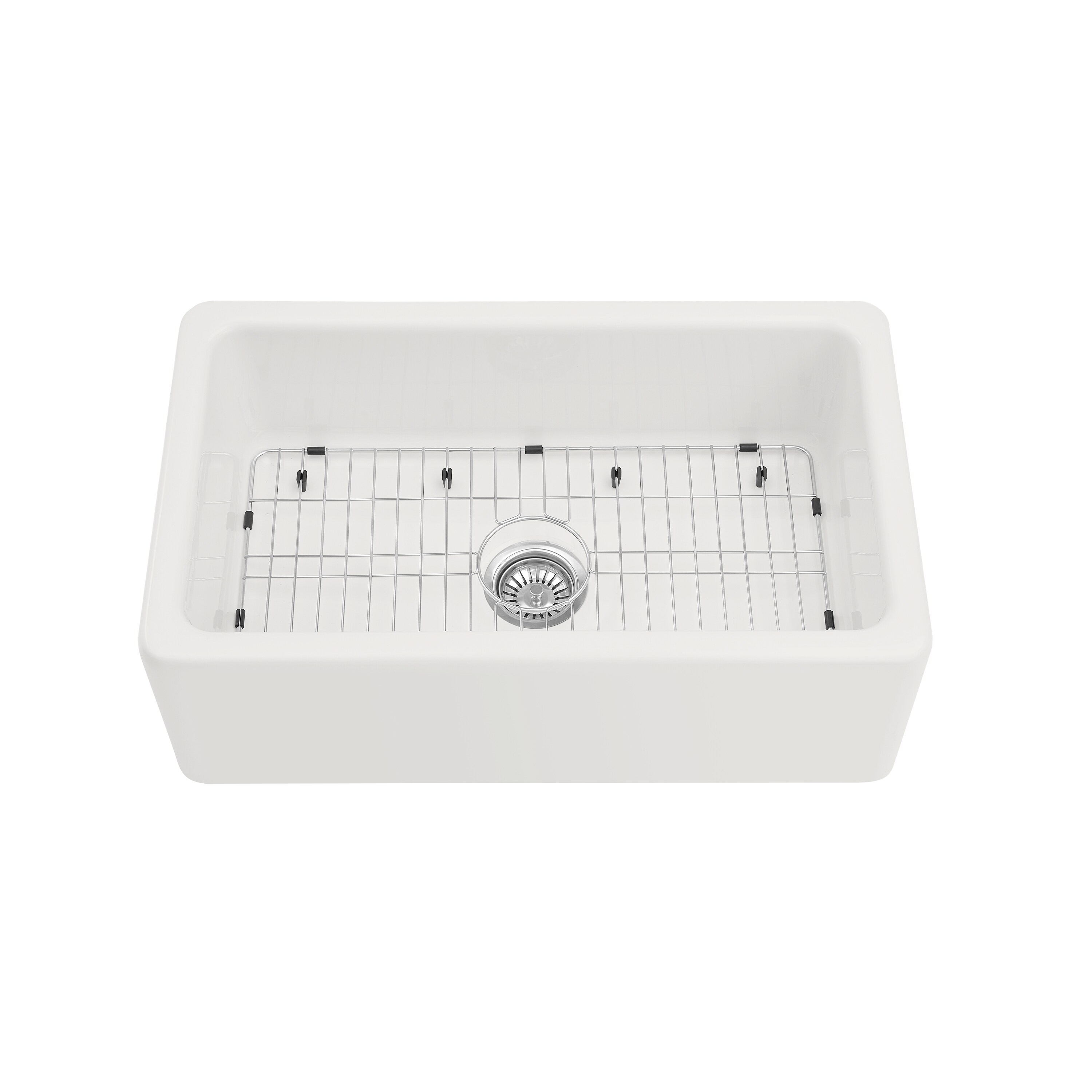 allen + roth Farmhouse Apron Front 30-in x 18-in Matte White Fireclay ...