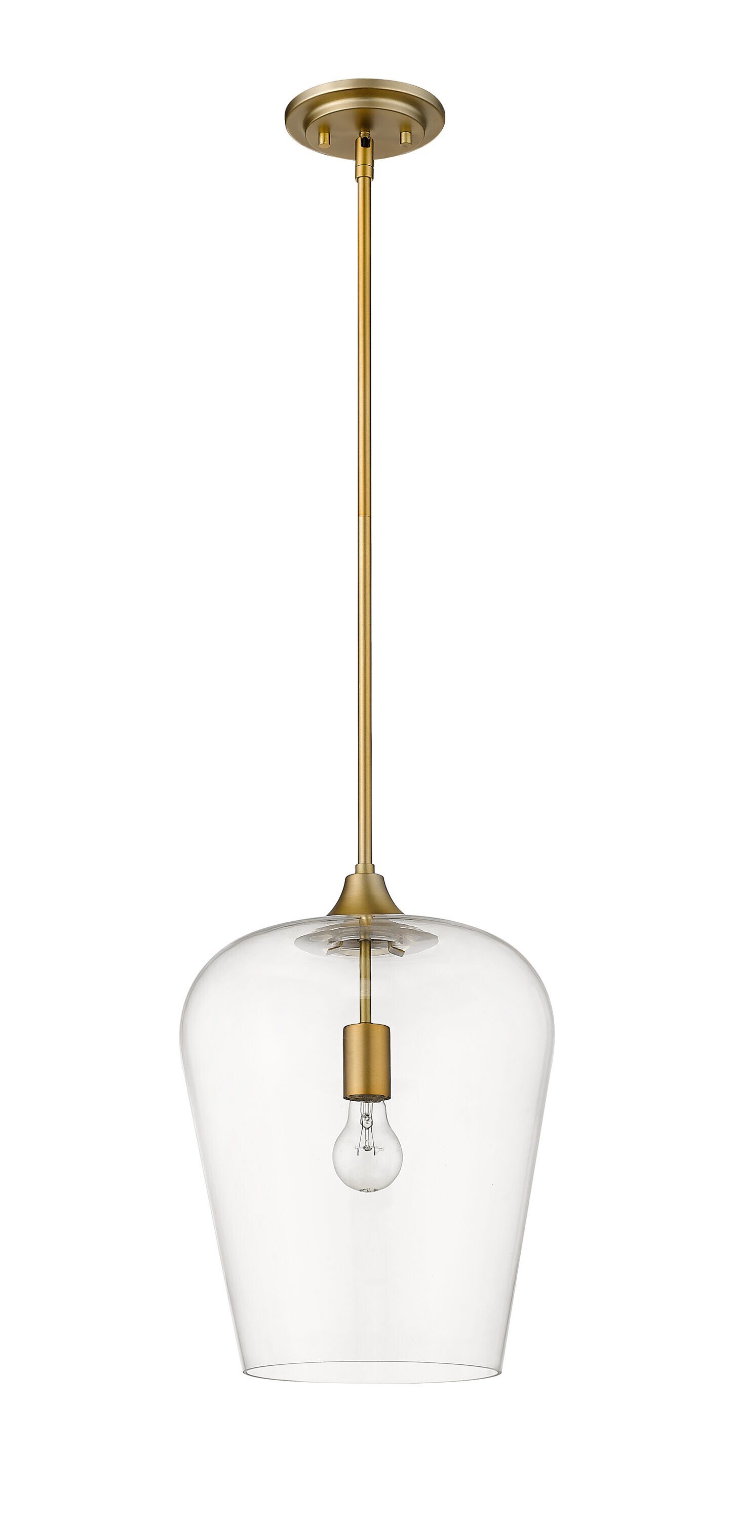 Elegant Olde Brass 1-Light Pendant with Clear Glass Shade