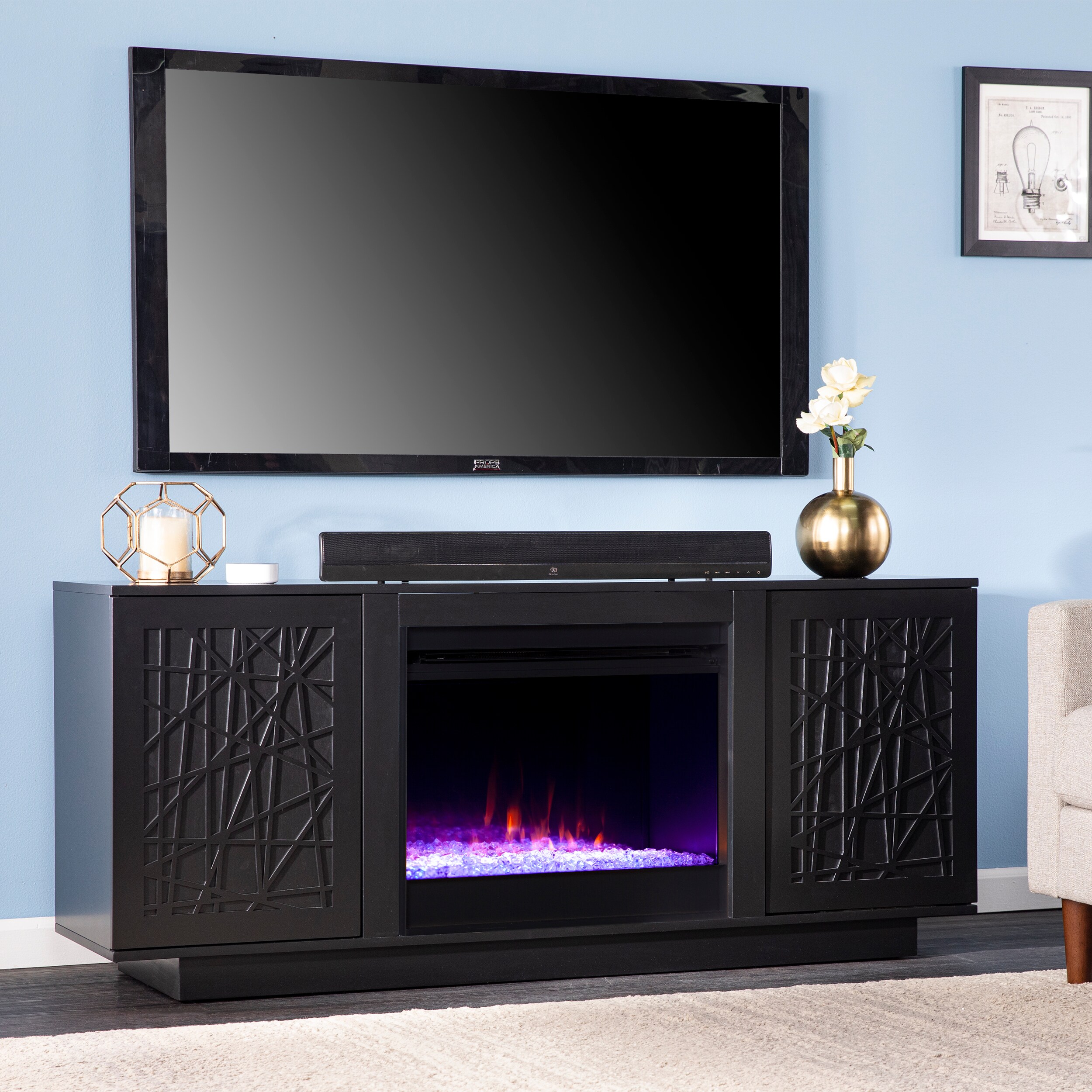 Southern Enterprises Hapsford Color Changing Fireplace, Media