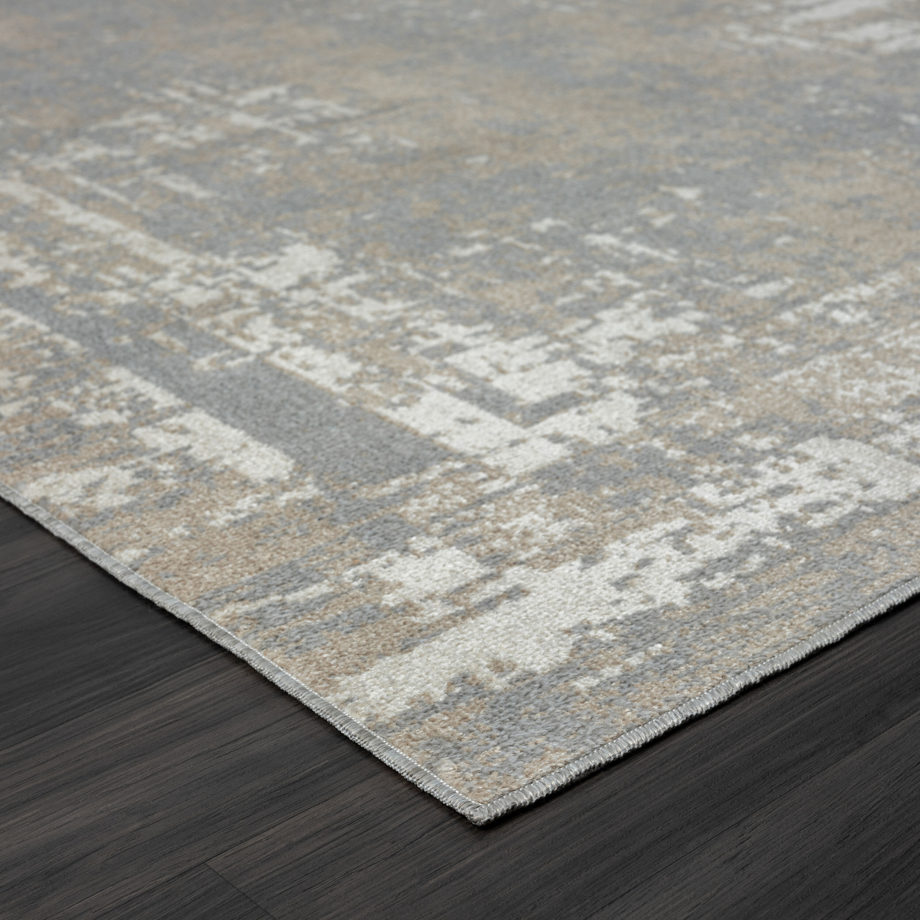 Lellani Gray Abstract Washable 5' x 7' Area Rug