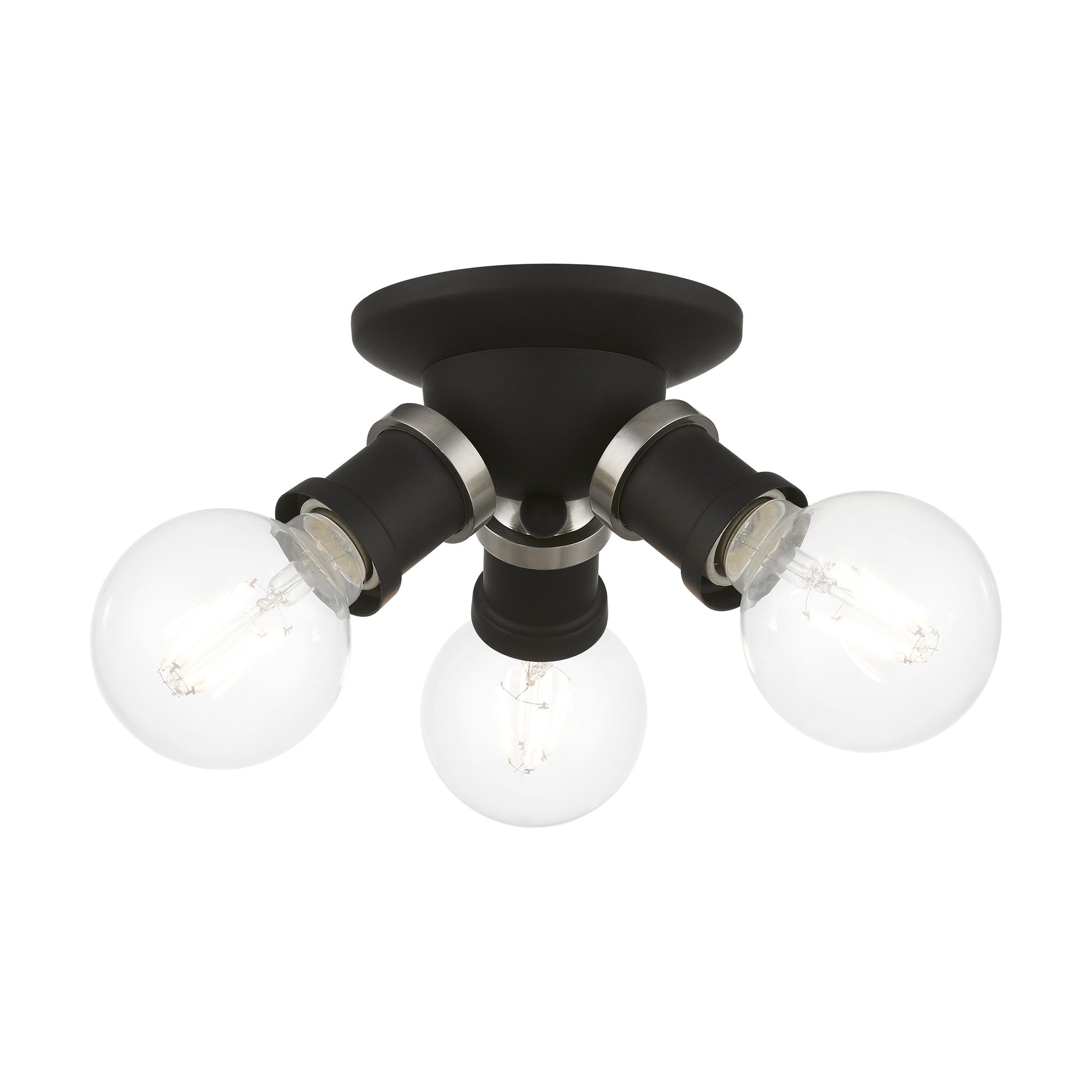 Lansdale 7" Transitional 3-Light Black & Brushed Nickel Flush Mount
