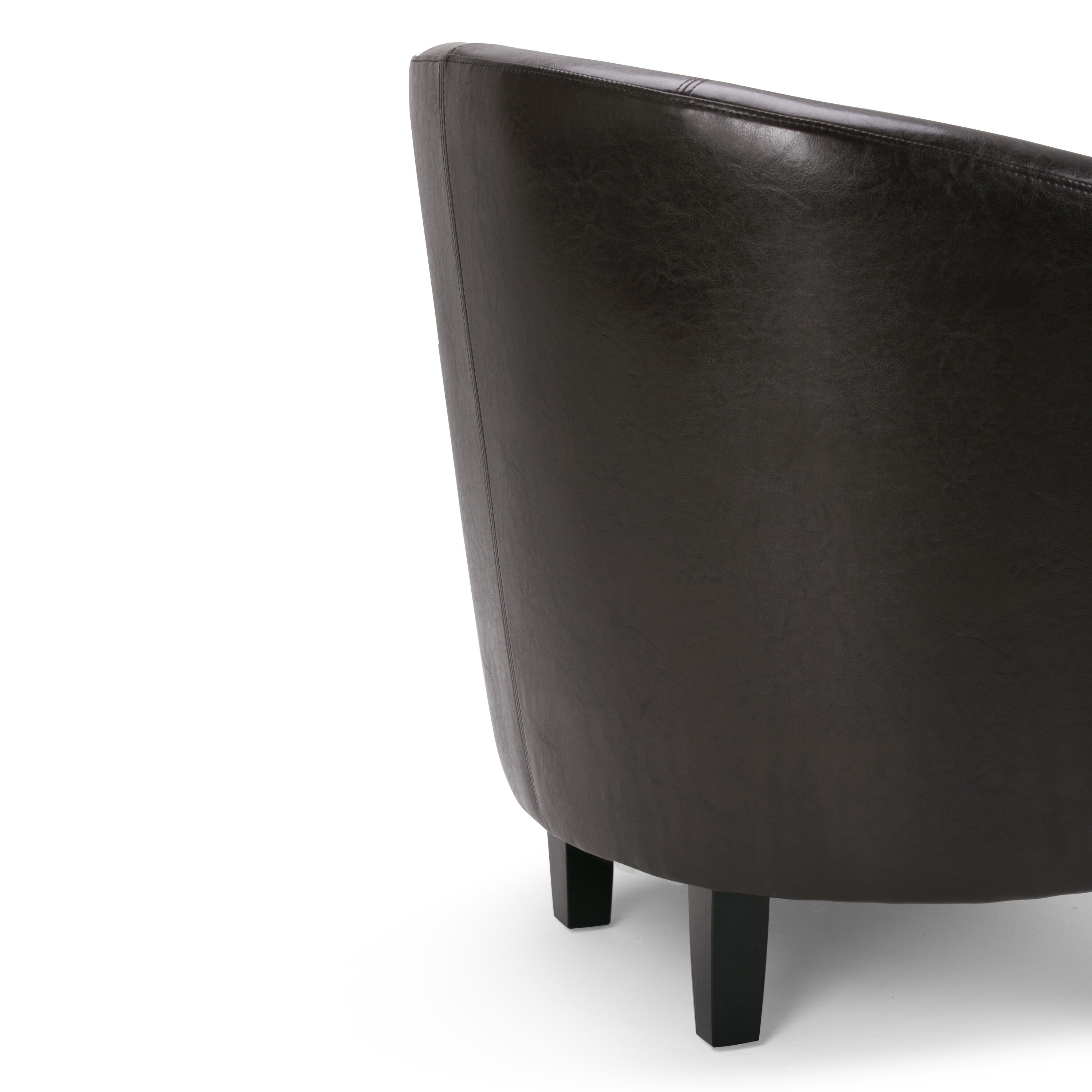 Austin Dark Brown Faux Leather Barrel Accent Chair