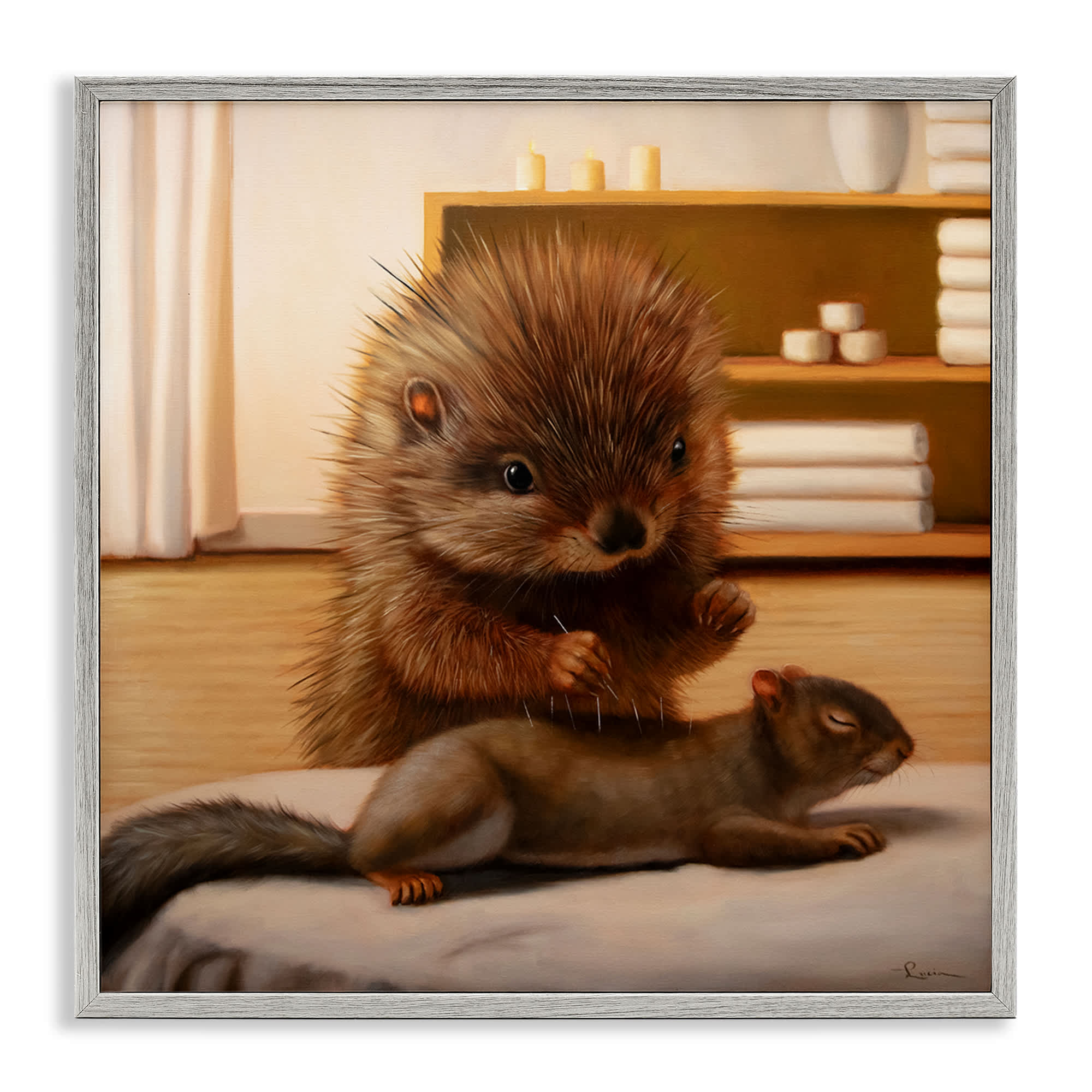 Stupell Industries BS-768-GFF-12X12 Acupuncture Spa Animals Gray Framed Giclee Art By Lucia Heffernan 12 x 12