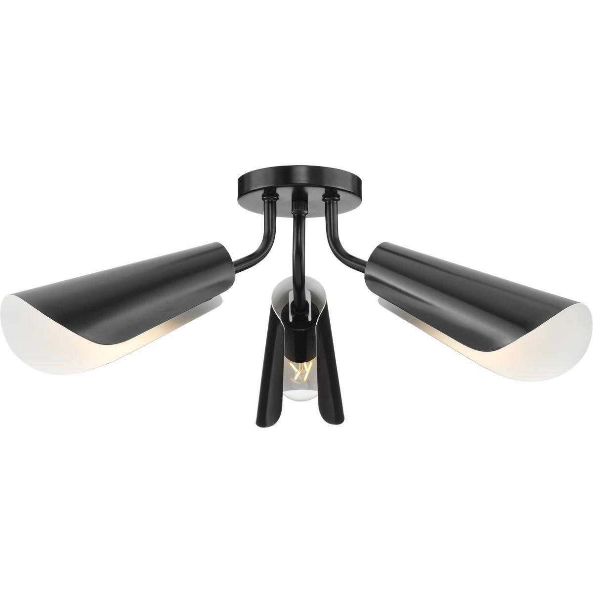 Progress Lighting P350272-31M Cornett 3 -Light 24-in Matte Black Semi Flush Mount Light