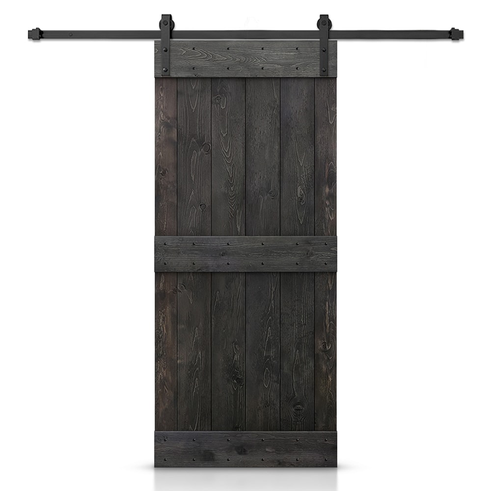 CALHOME S11-MK-72+03-20DT 20-in x 84-in Charcoal Black Knotty pine Wood Solid core Single Barn Door (Hardware Included)