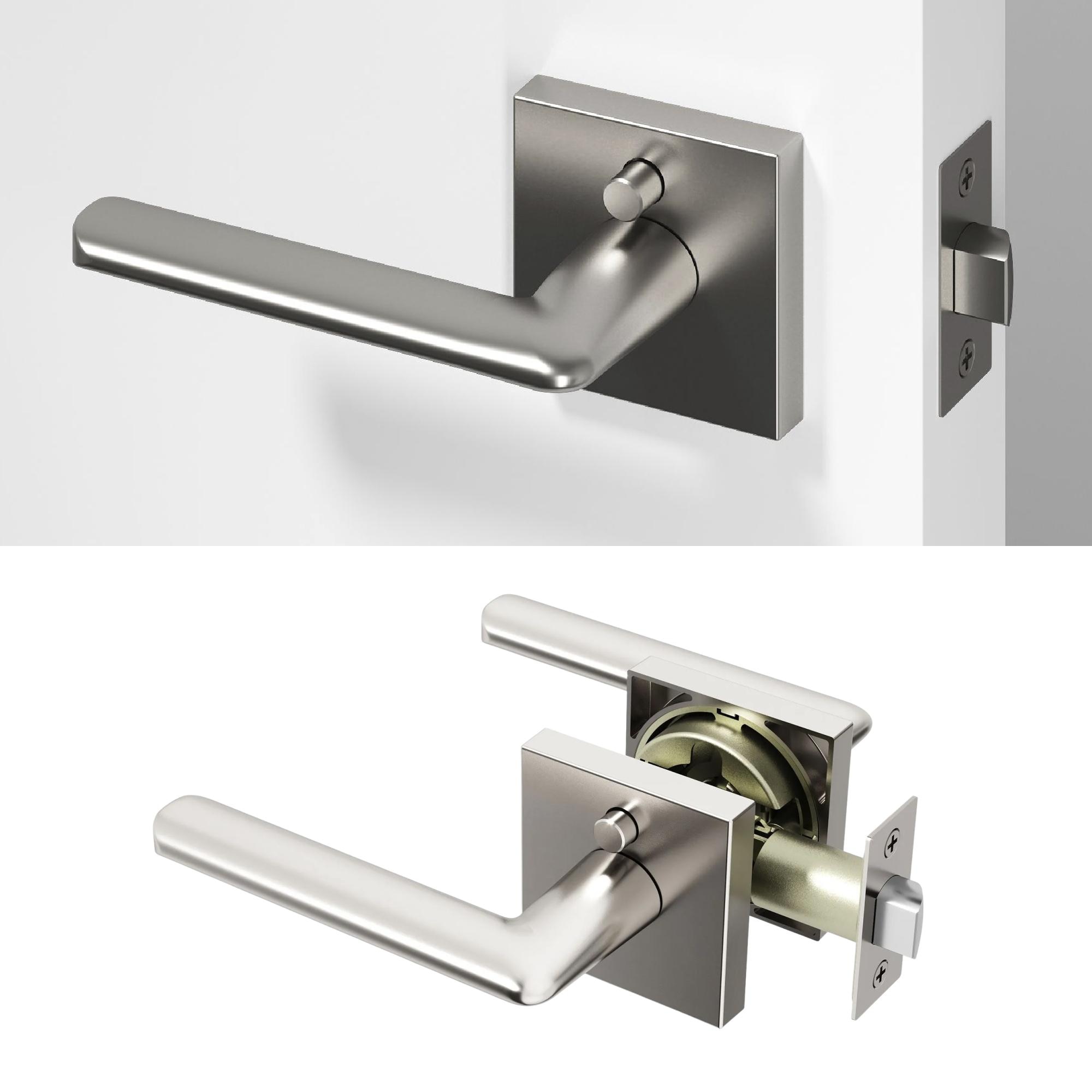 OKUN Mirra Brushed Nickel Interior or Bed/Bath Hall/Closet Privacy Door Handle