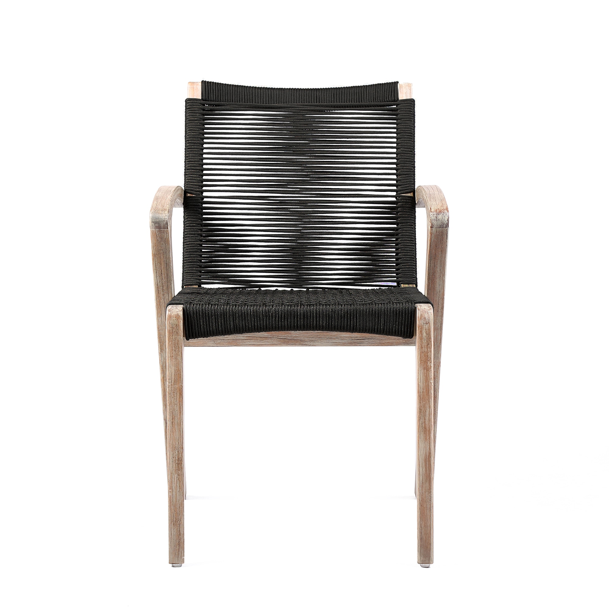 Armen Living 840254333413 Nabila Set of 2 Light Brown Wood Frame Stationary Dining Chair with Gray Woven Seat