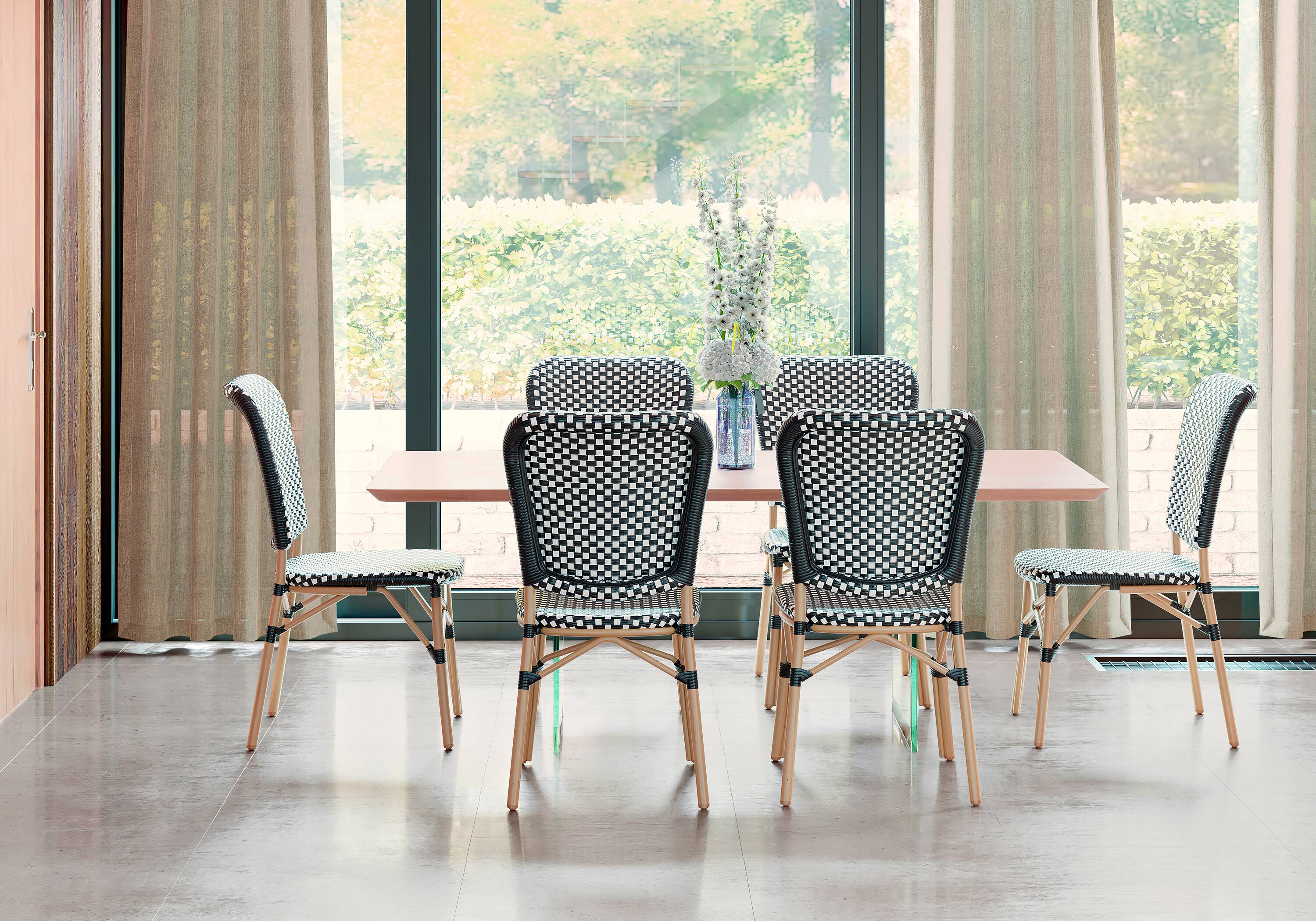 Orsay Black and White Wicker Bistro Chair Set
