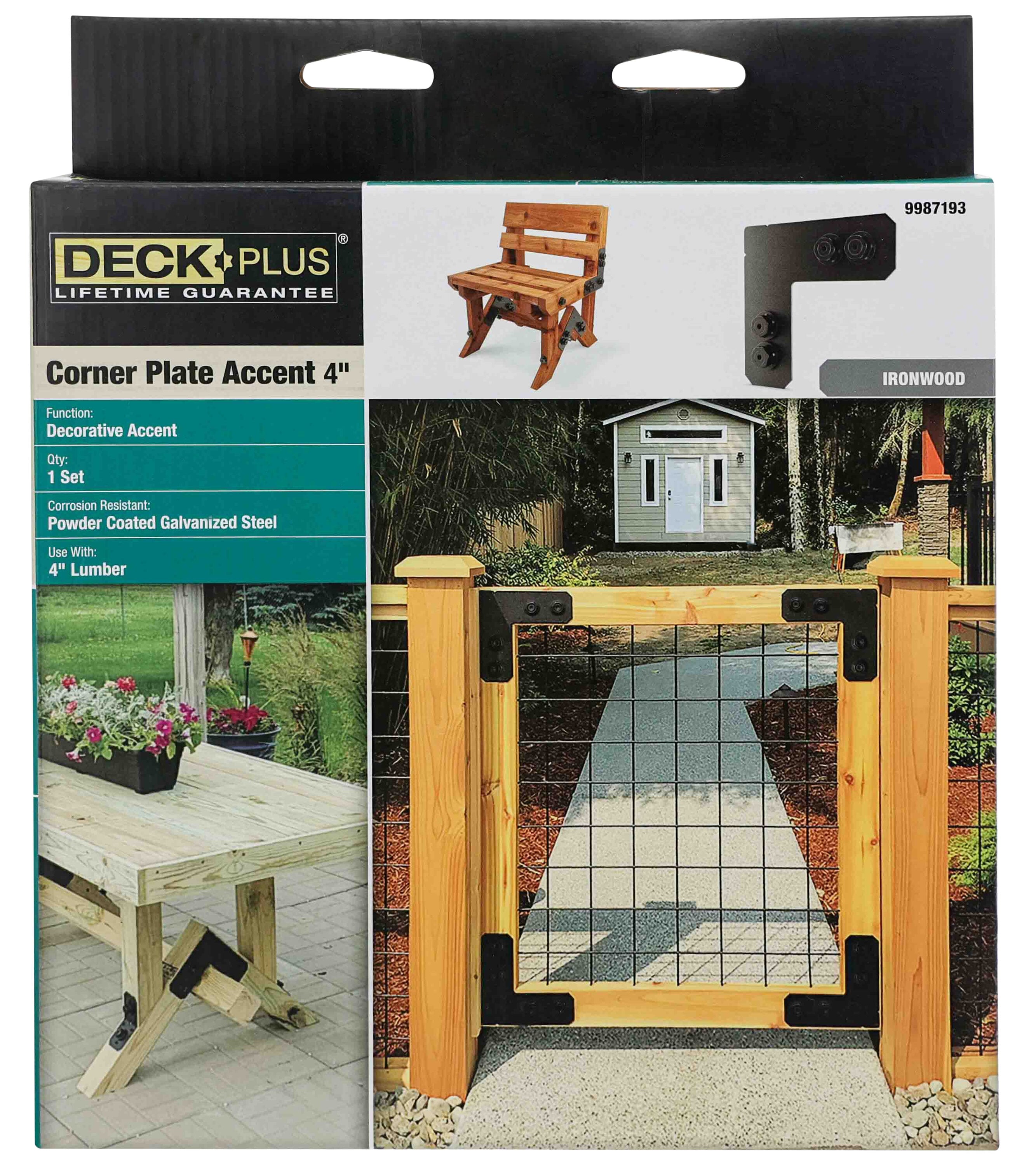 Deck Plus Ironwood 4-in 14 -Gauge Powder-coated Steel L-strap Wood to wood 9 -Pack #9987193