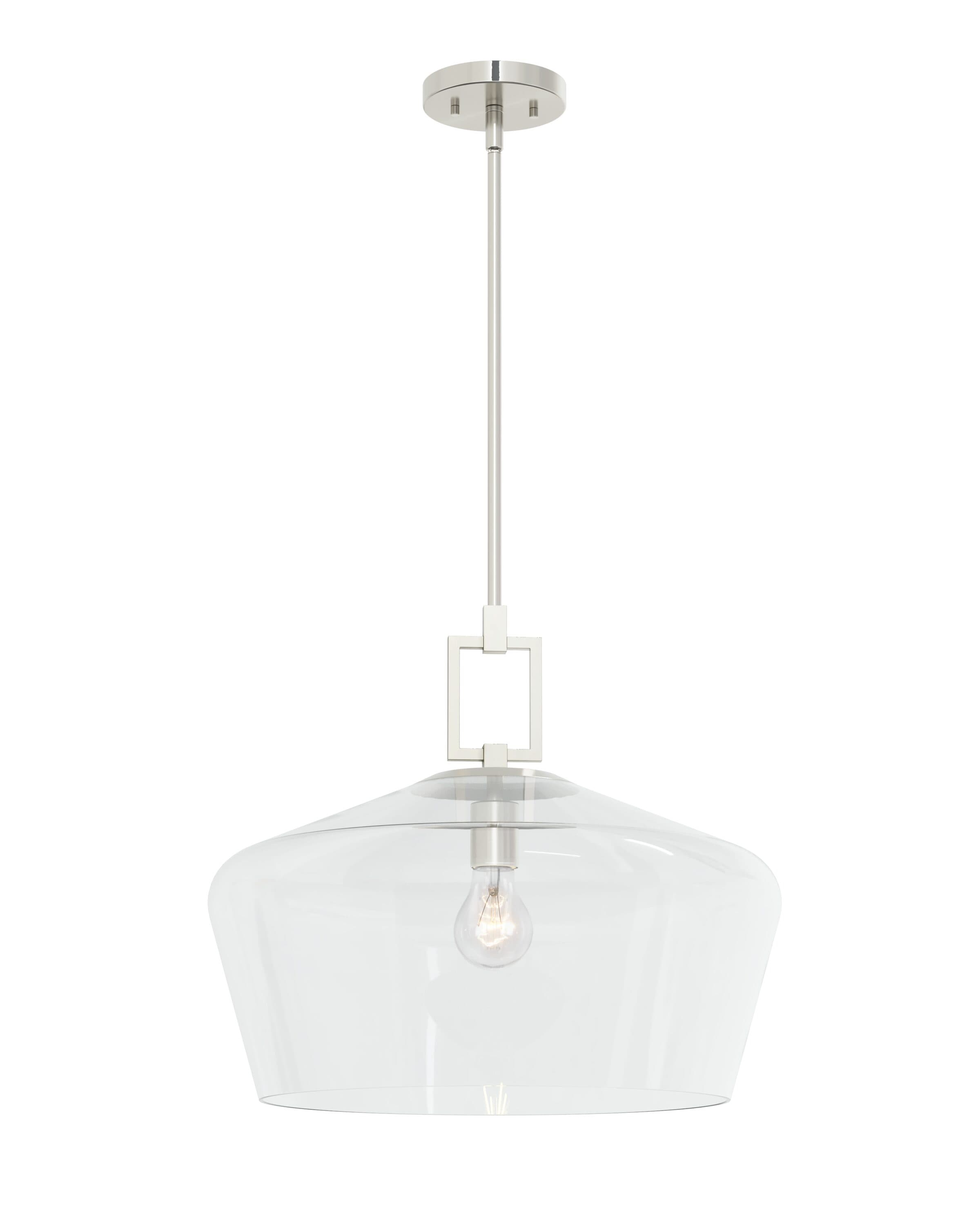 allen + roth 48071-LWUN Chambers 1 -Light Brushed Nickel Modern/contemporary Clear glass Dome Medium Hanging Pendant light