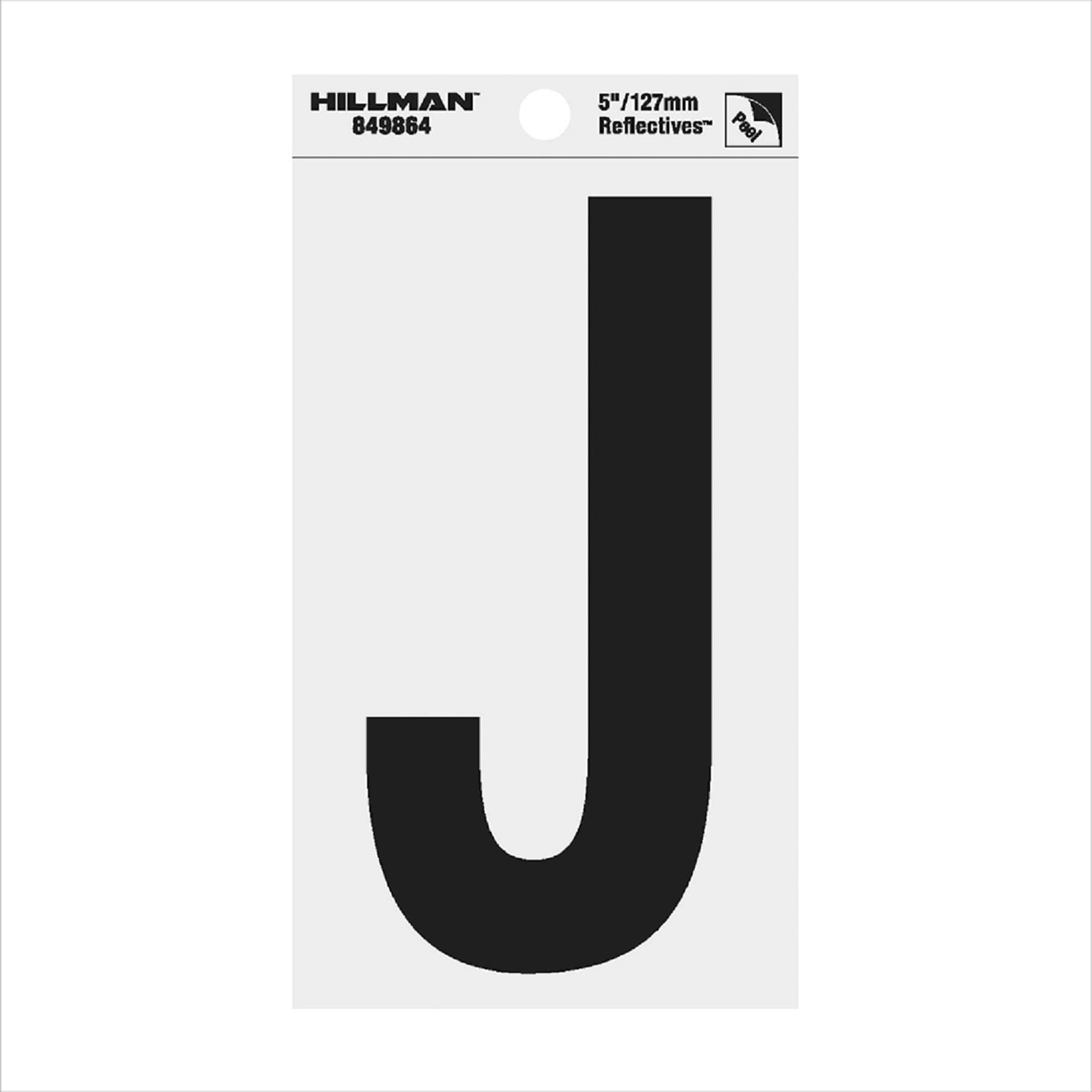 Hillman 849864 5-in Reflective Black Letter J
