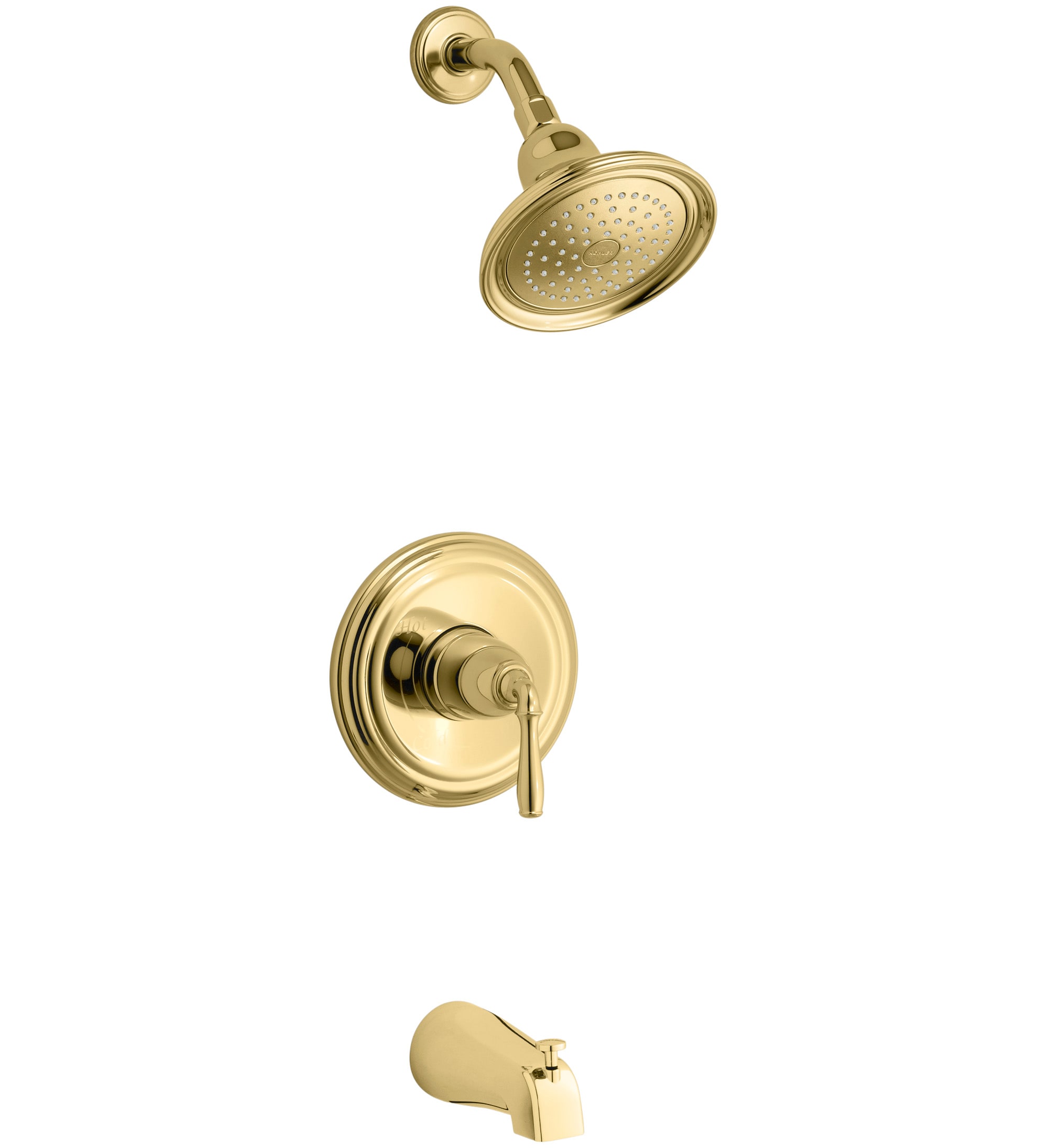 KOHLER Devonshire Vibrant Polished Brass 1-handle Single Function Round Bathtub and Shower Faucet