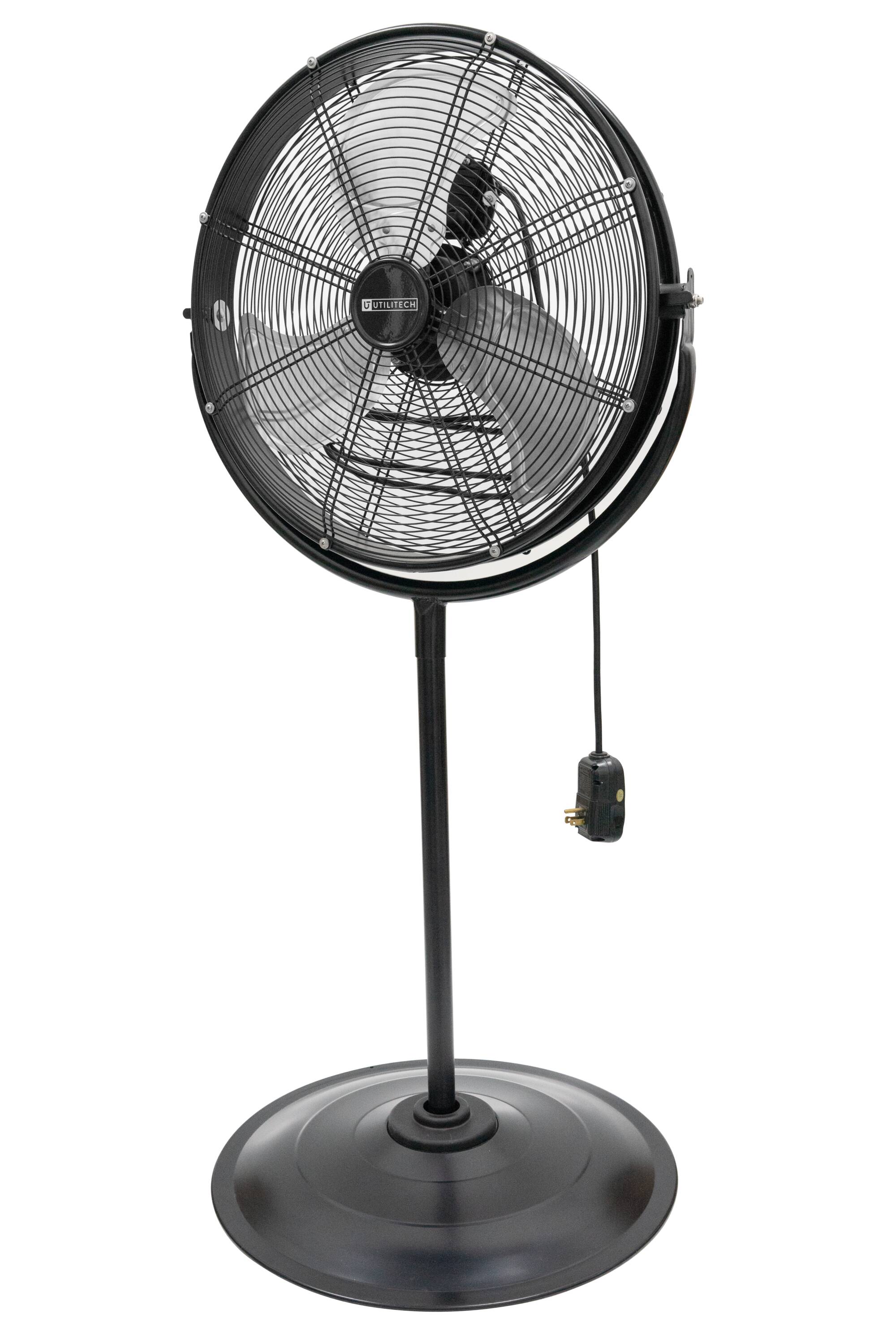 Utilitech 20-in 3-Speed Indoor or Outdoor Black Pedestal Fan in Portable Fans at Lowes.com