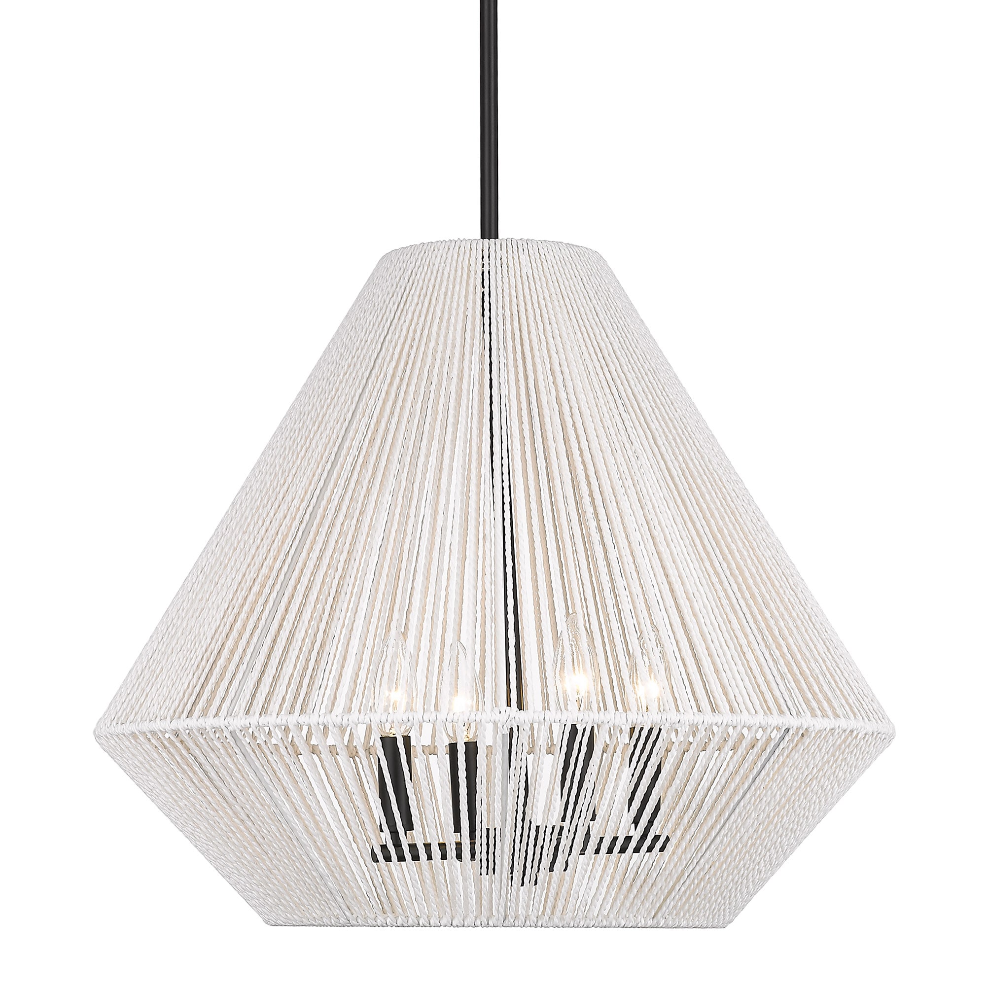 Valentina Matte Black and Bleached White Raphia 21" Pendant Light