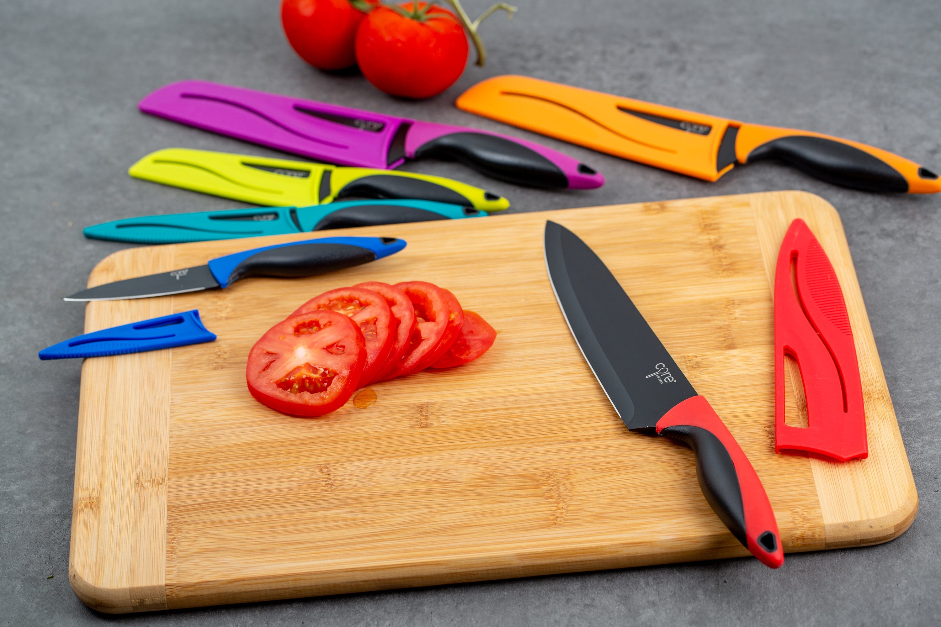 12 Piece Printed Color Knife Set with Blade Guards 