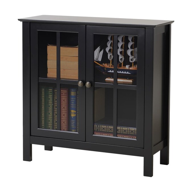 Oshome Decorative Storage Curio Cabinet, Curio Console Table With Glass Doors