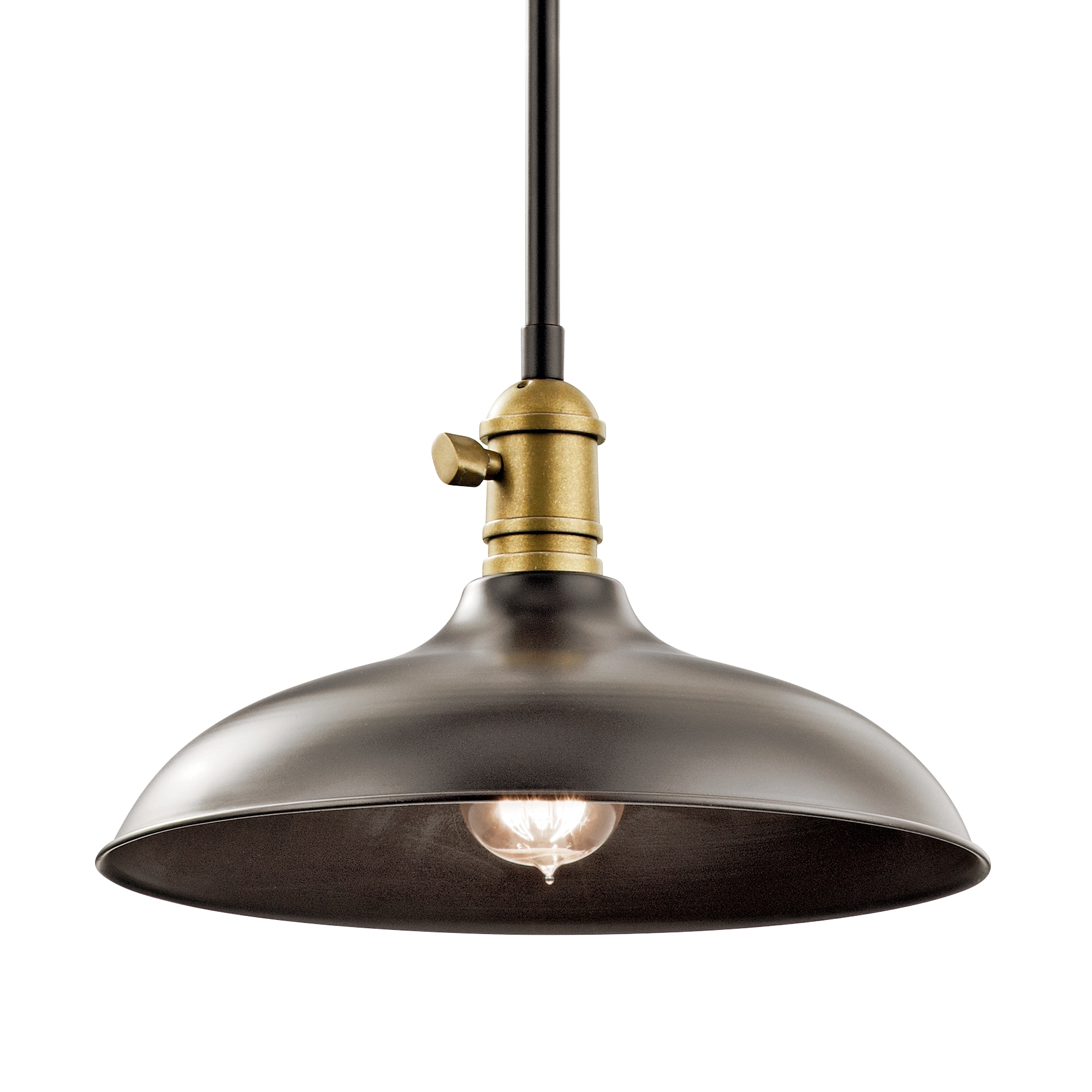 Vintage Bronze 12" Cone Glass Pendant Light with Down Lighting