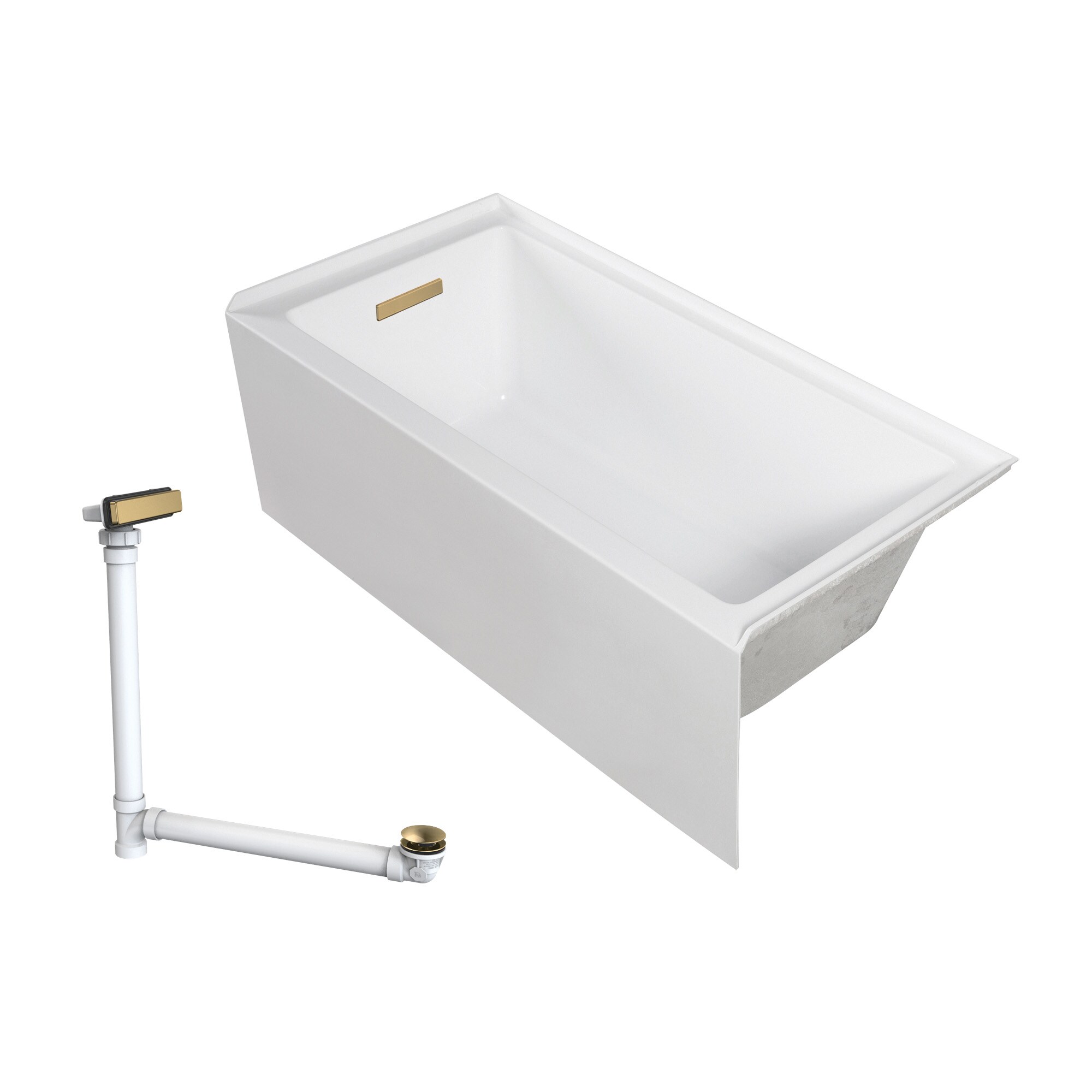Transolid UATLN603020-L-CB Unity 30-in x 60-in White/Champagne Bronze Acrylic Rectangle Alcove Soaking Bathtub with Drain ( Left Drain )