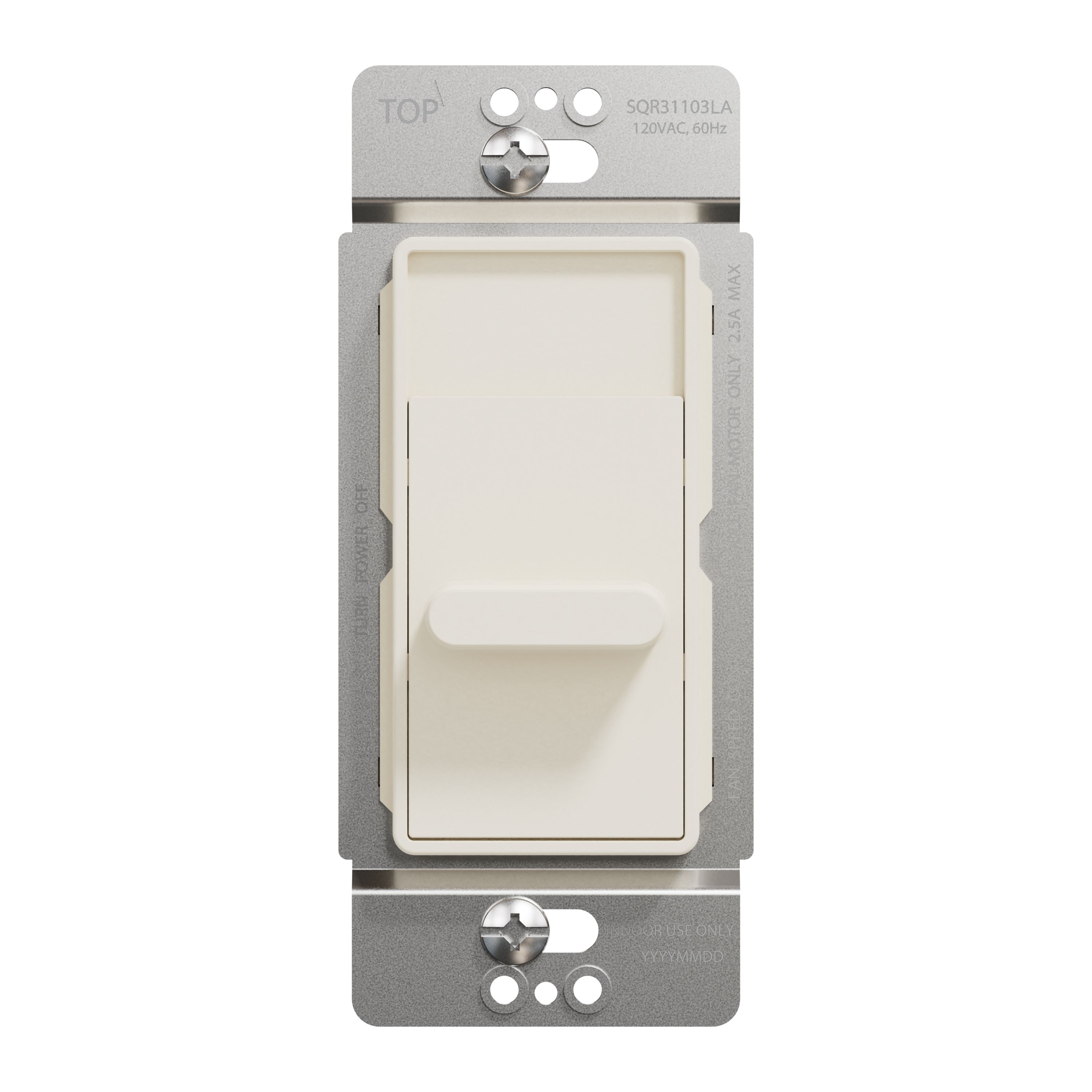Square D SQR31103LA X Series 2.5 -Amp 3-speed Slide Fan Control Matte Light Almond