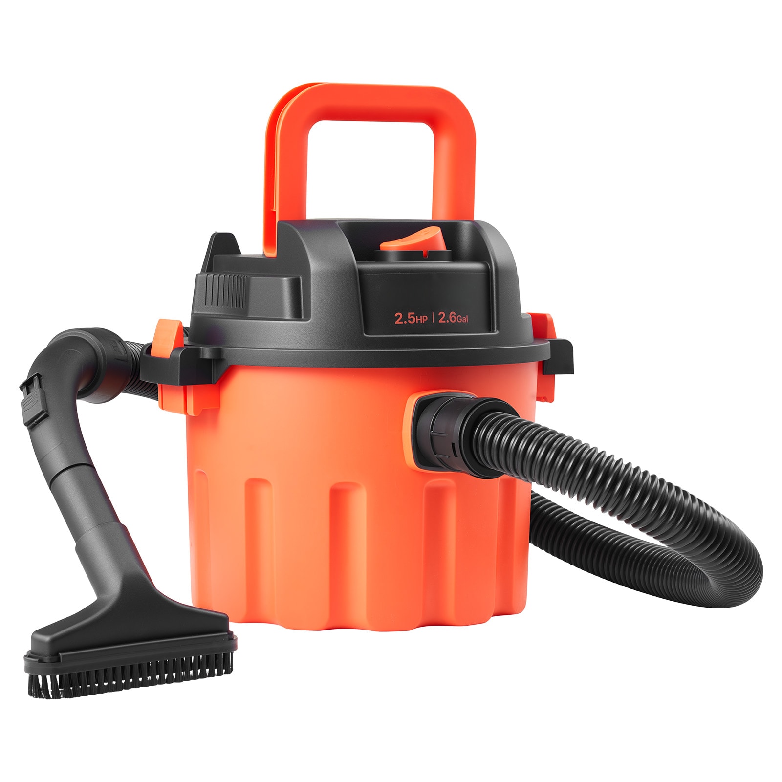 VEVOR Shop Vac  2.6 Gallon Dry Shop Vacuum  2.5 Peak HP Portable with 800W Input Power  Various Nozzles  1.25in Diameter x 4ft Hose  9.2ft Cord for Home  Garage  Jobsite  Workshop  Black Orange