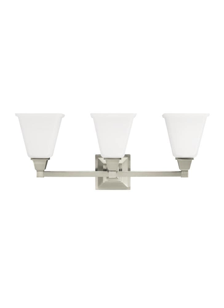 Generation Lighting 4450403-962 Franport 24.25-in 3-Light Brushed Nickel Transitional Vanity Light