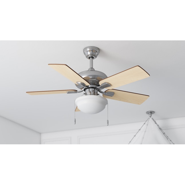 Harbor Breeze Caratuk River 42 In Brushed Nickel Led Indoor Downrod Or Flush Mount Ceiling Fan With Light 5 Blade The Fans Department At Com - What Size Bulbs Do Hampton Bay Ceiling Fans Use In Philippines
