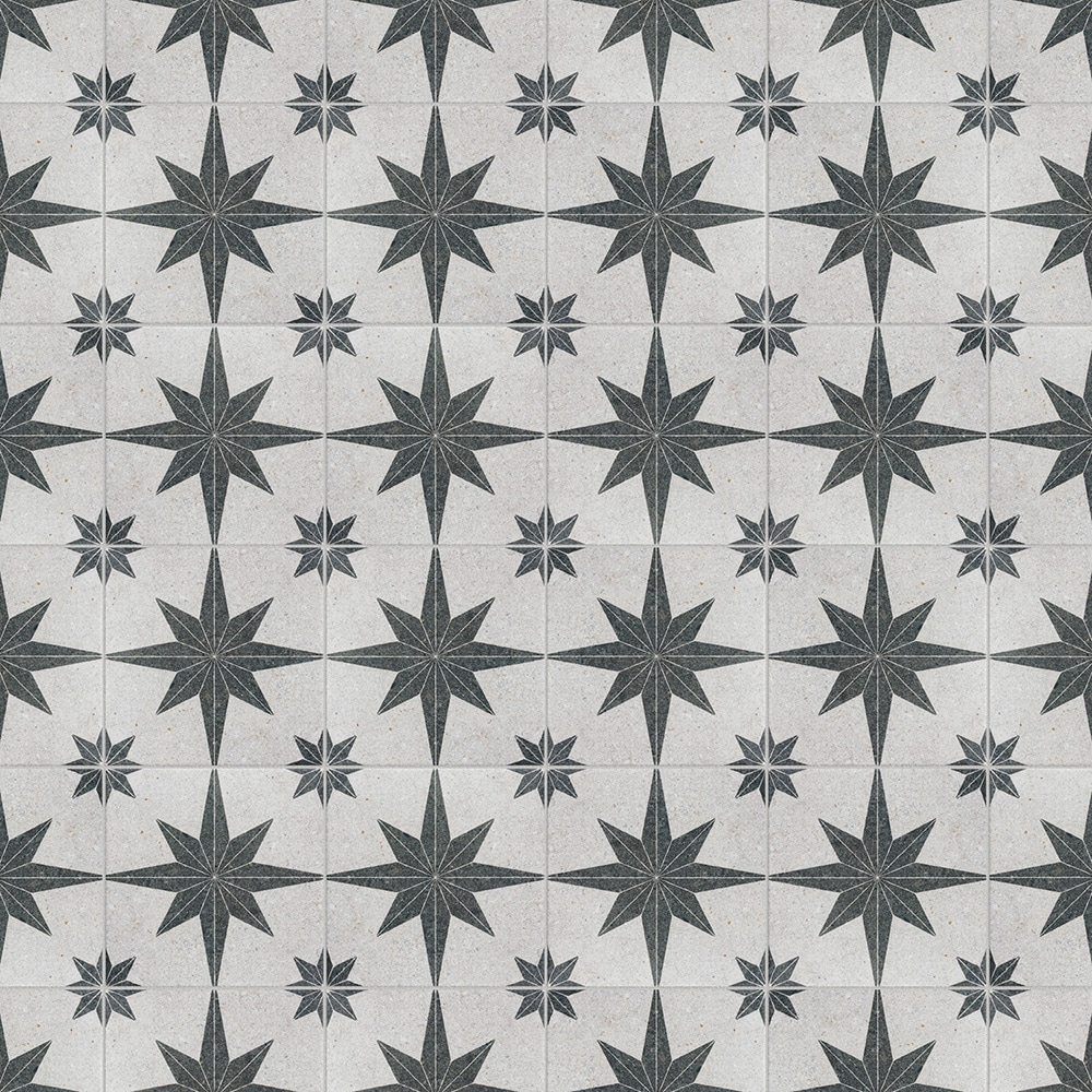 Affinity Tile FMZ8CPWHS Compass Star White Stone 8-in x 8-in Matte Porcelain Encaustic Standard Floor and Wall Tile ( 11.5-sq ft Carton )