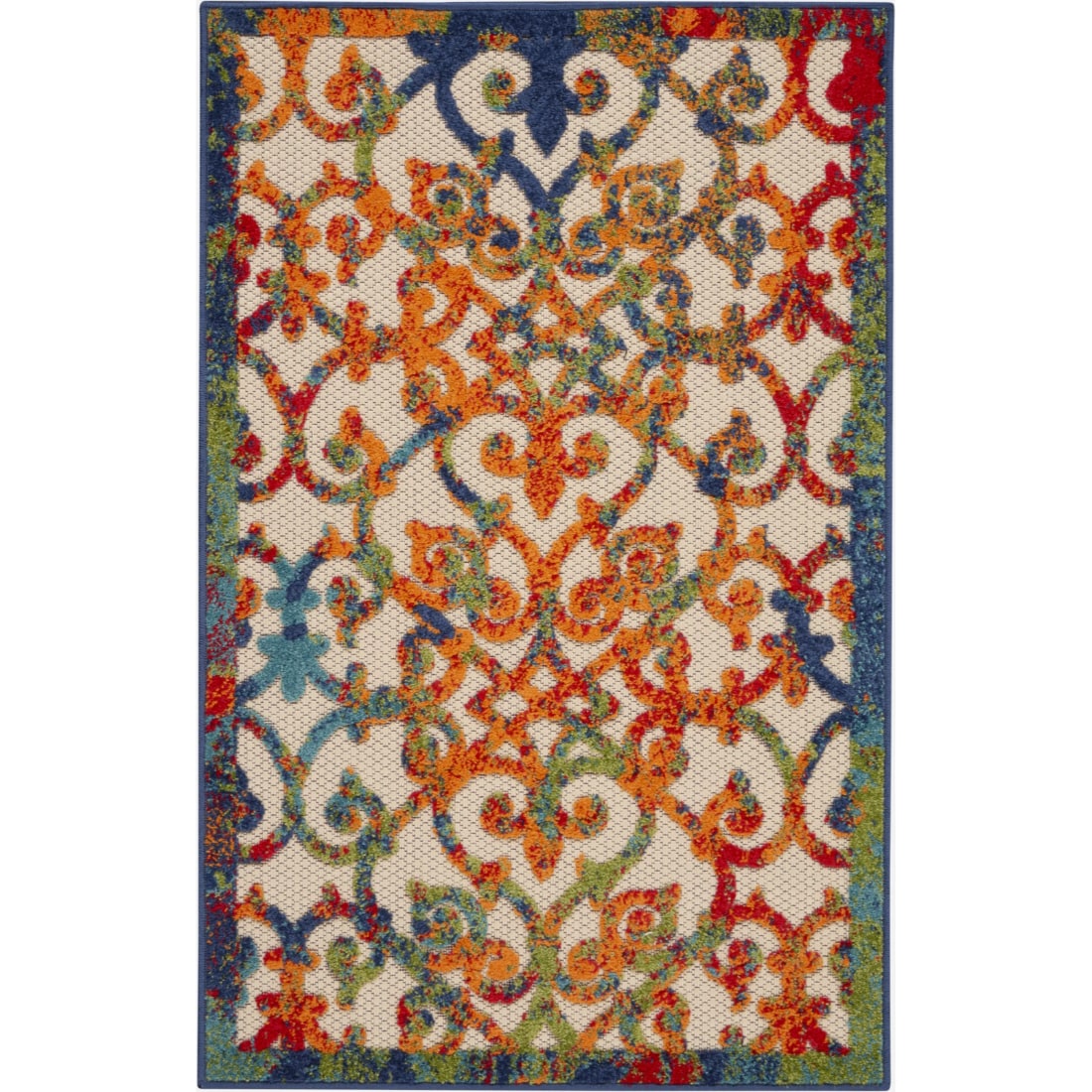 HomeRoots 4000385028 3 x 4 (ft) Polypropylene Multicolor Rectangular Indoor/Outdoor Floral Area rug