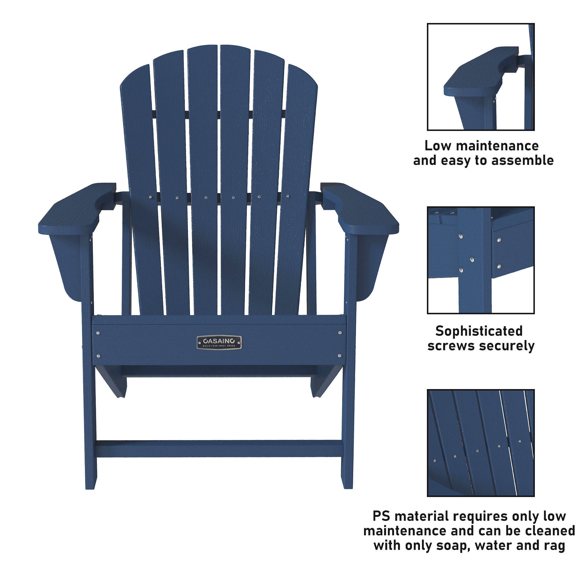 CASAINC 2PCS Adirondack Chair Set Of 2 Blue Stationary Adirondack Chair ...