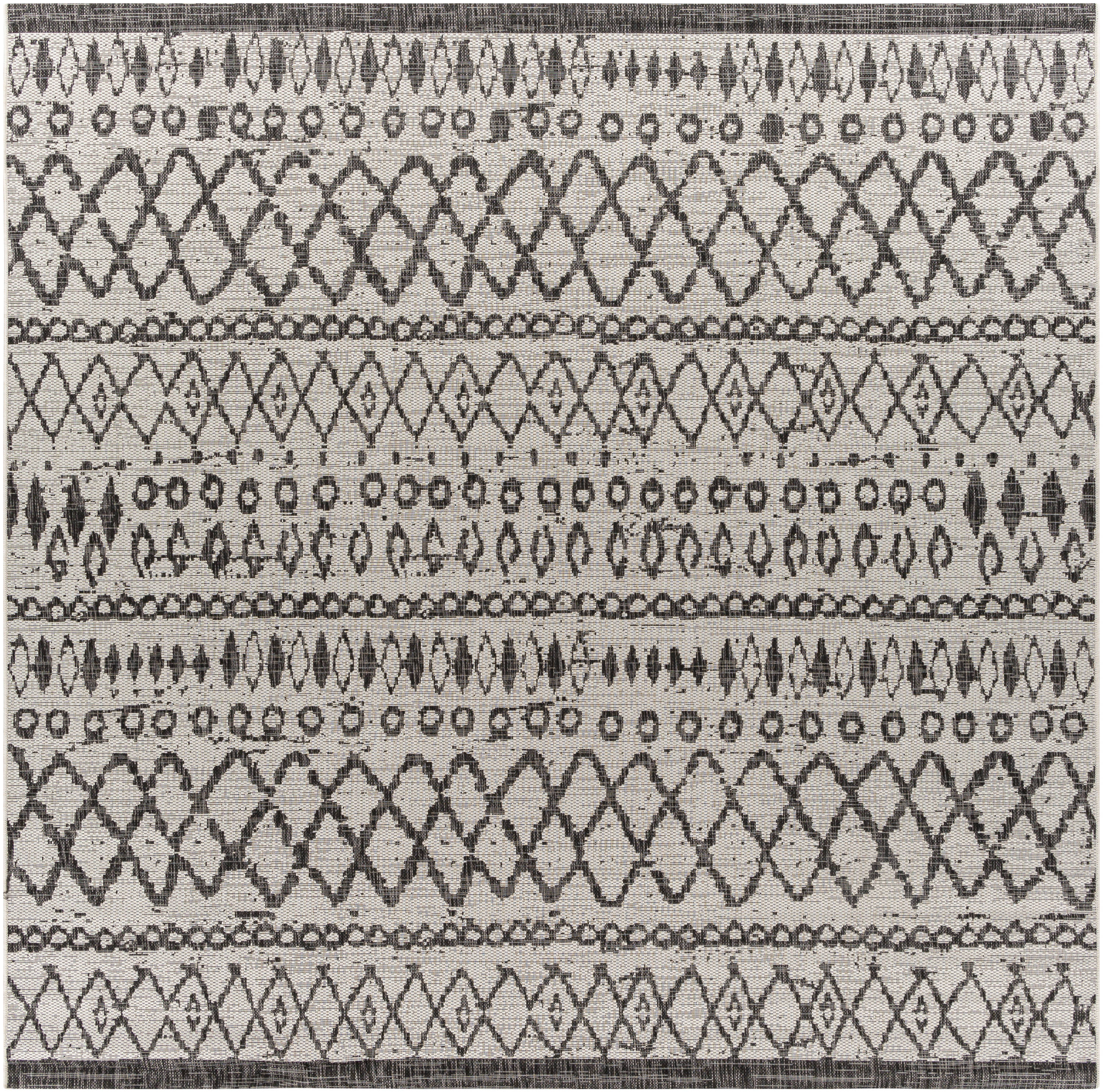 Surya EAG2341-710SQ Eagean 8 X 8 Black Square Indoor/Outdoor Medallion Global Area Rug