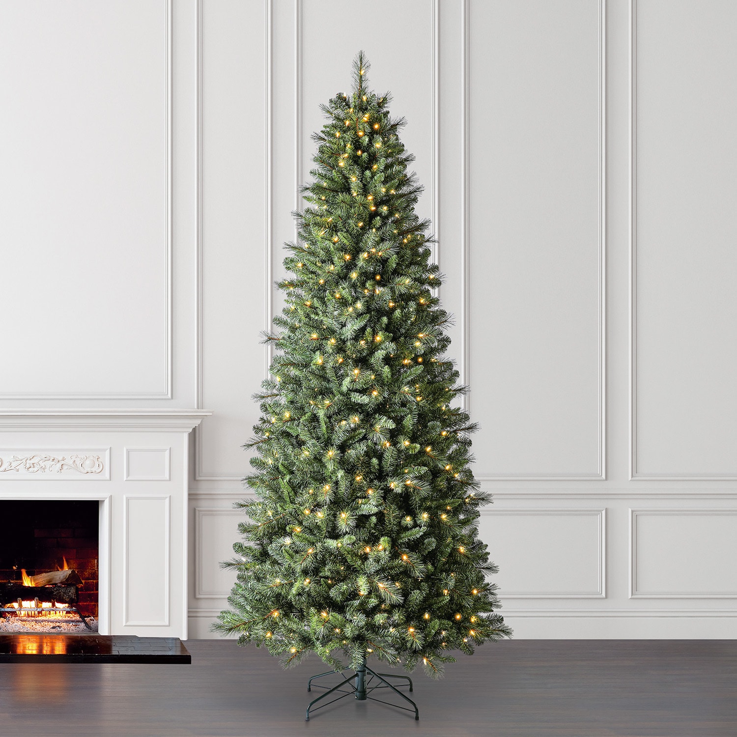 Holiday Living 9 Ft Robinson Fir Pre Lit Slim Artificial Christmas Tree With Led Lights At