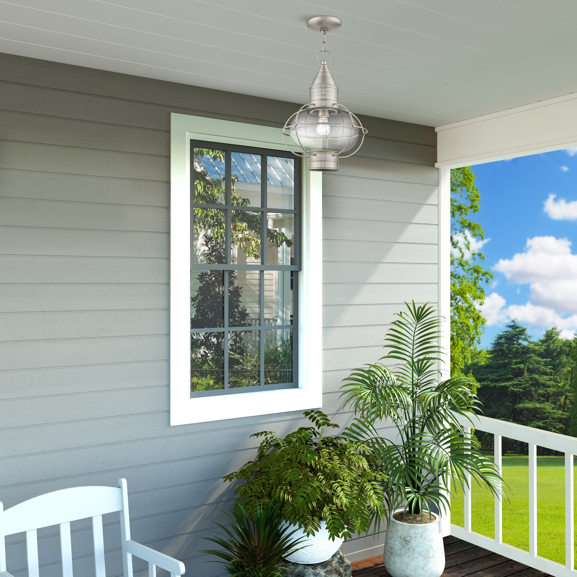 Brushed Nickel Globe Pendant Light with Clear Glass Shade