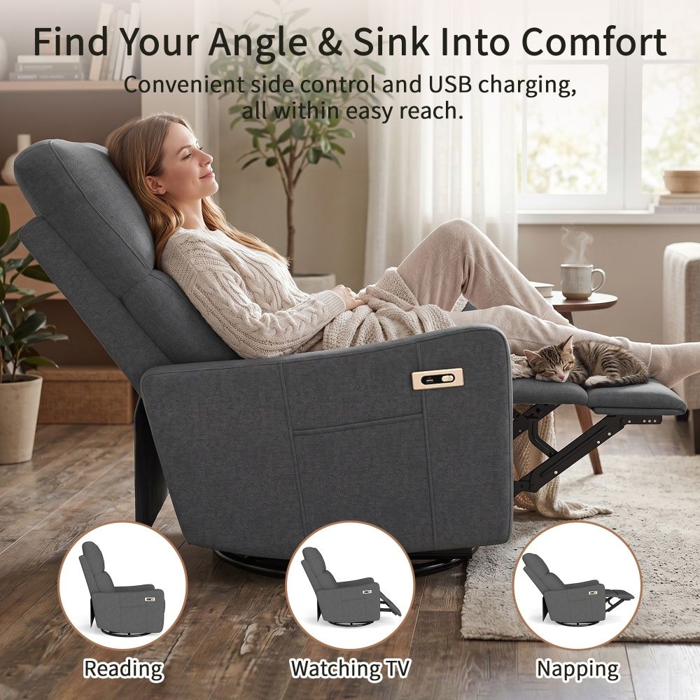 Coolbibila LUMO-RECLINER-DKGRAY recliners - View #6
