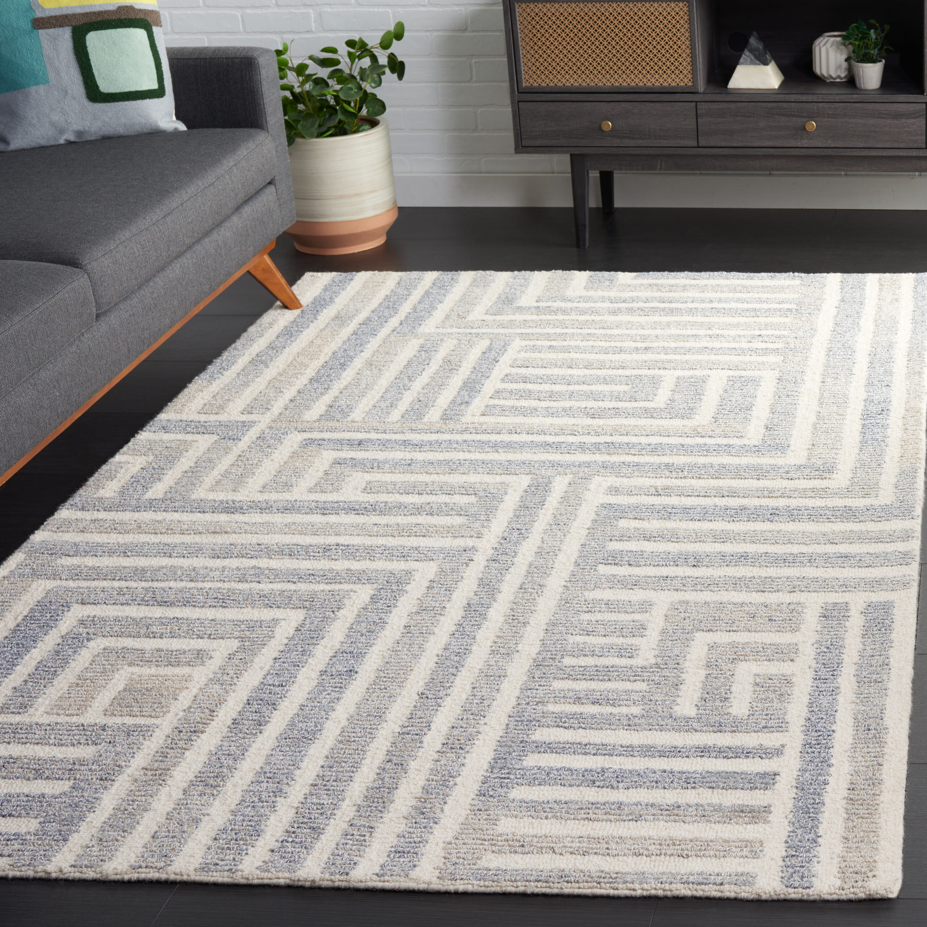  Renewal 206 Blue/Ivory Contemporary 4ft x 6ft Small Rectangle Rug