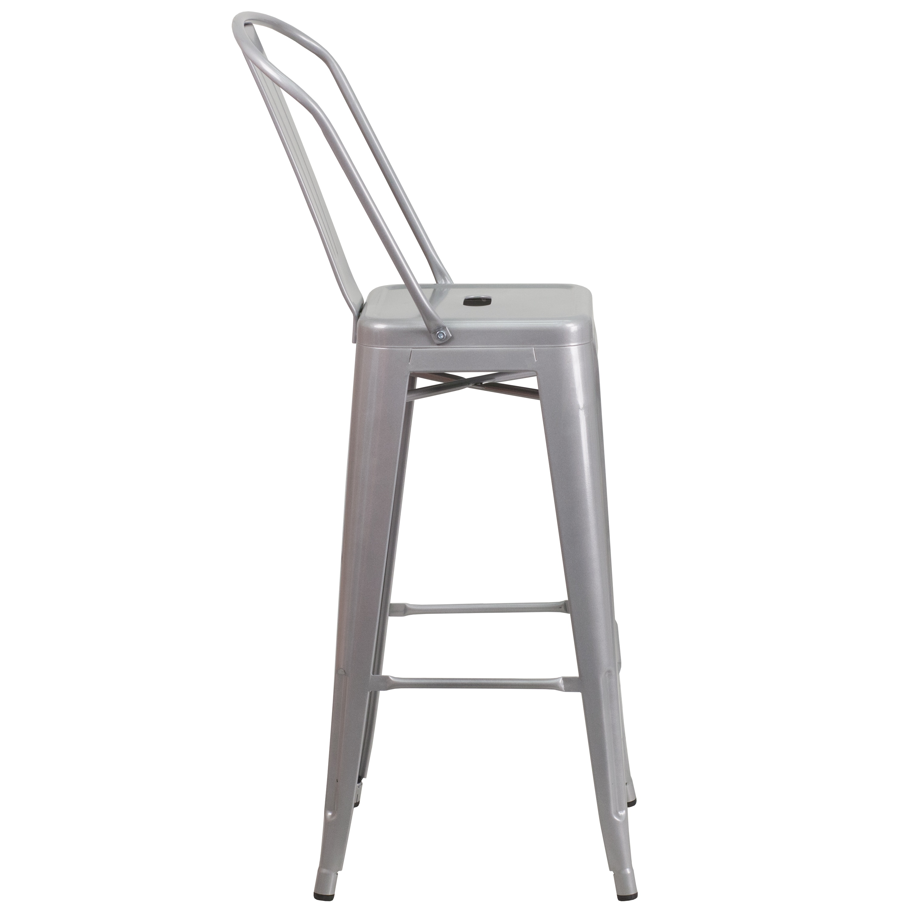 Silver Metal 30" High Backless Industrial Bar Stool