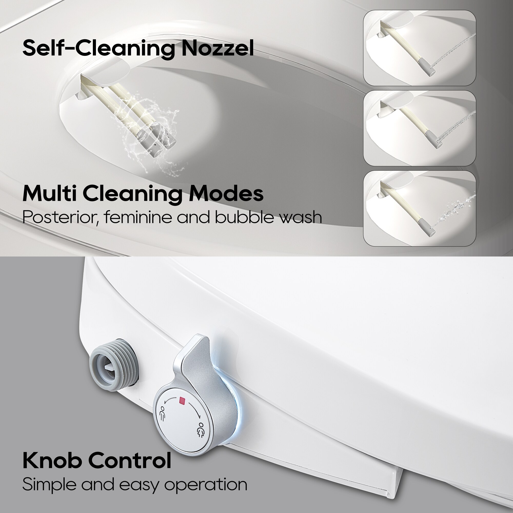White Elongated Heated Bidet Toilet Seat with Night Light
