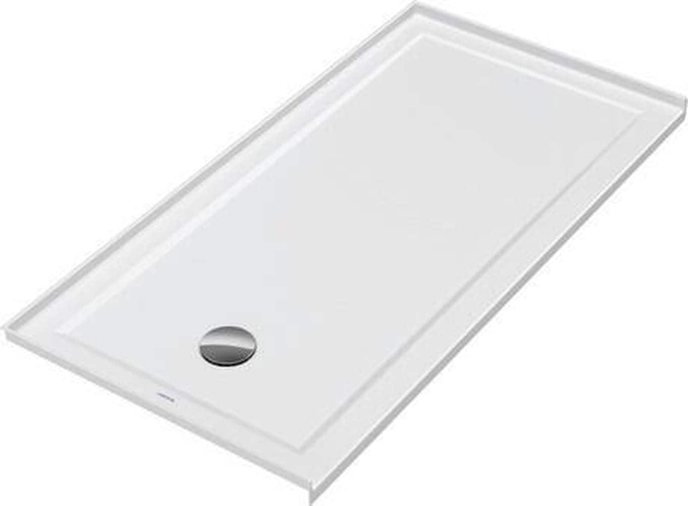 Duravit 720246000000090 Architec 60 in. L x 30 in. W Alcove Shower Pan Base with Left Drain in White