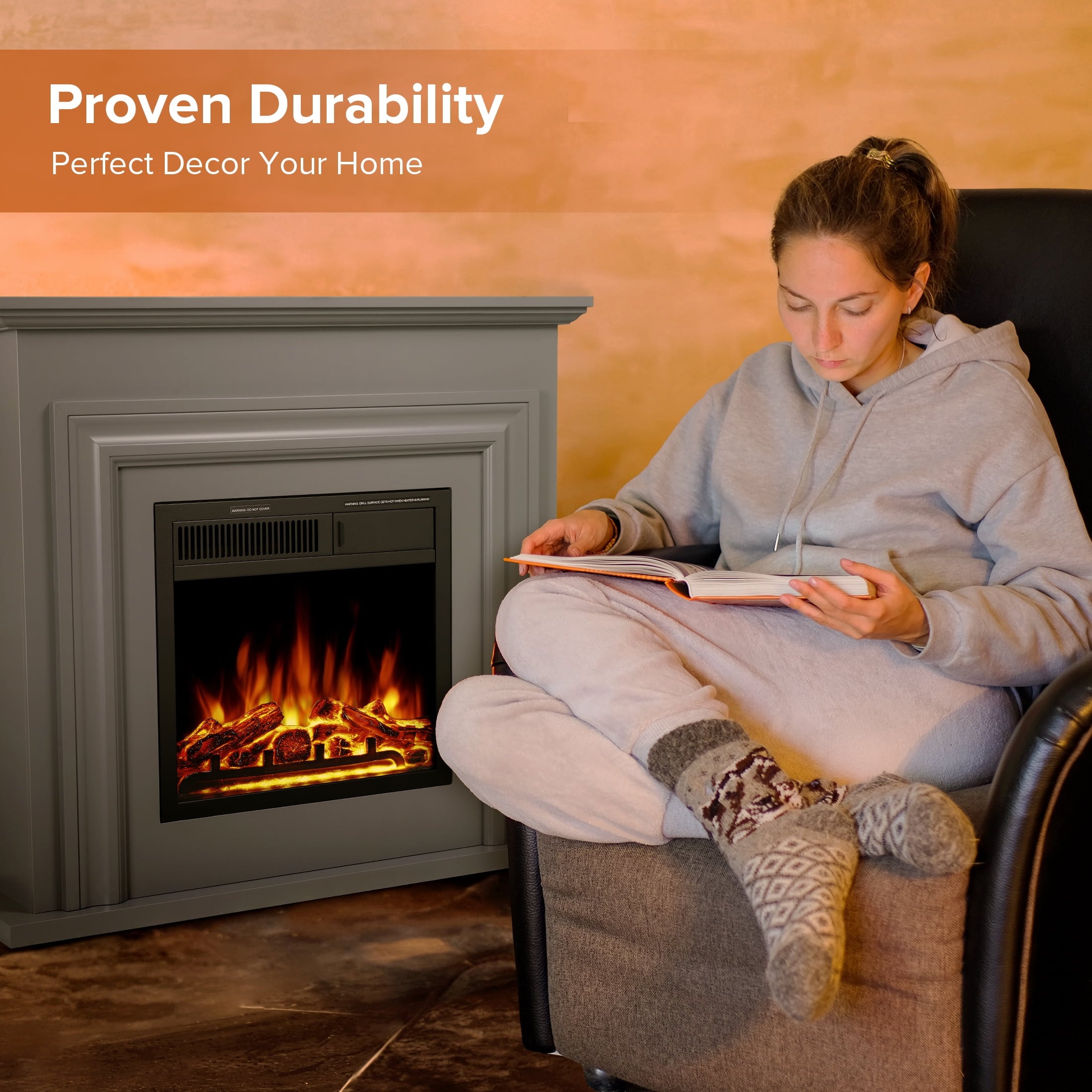 COWSAR M027GY-GRAY Electric-Fireplaces - View #10
