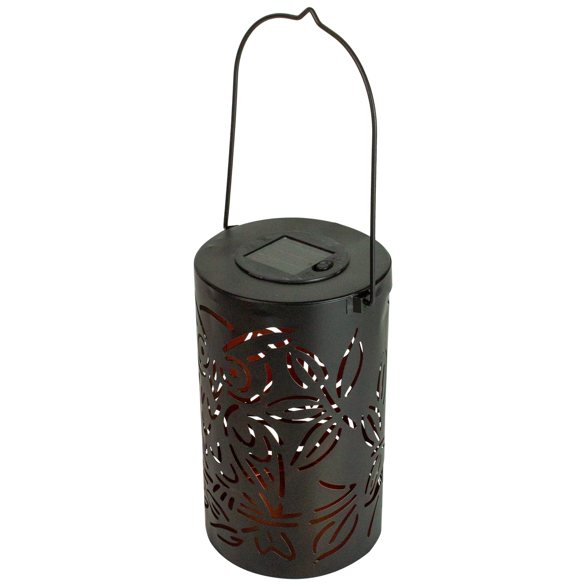 Northlight 8 inch Black Owl Outdoor Solar Lantern with Handle